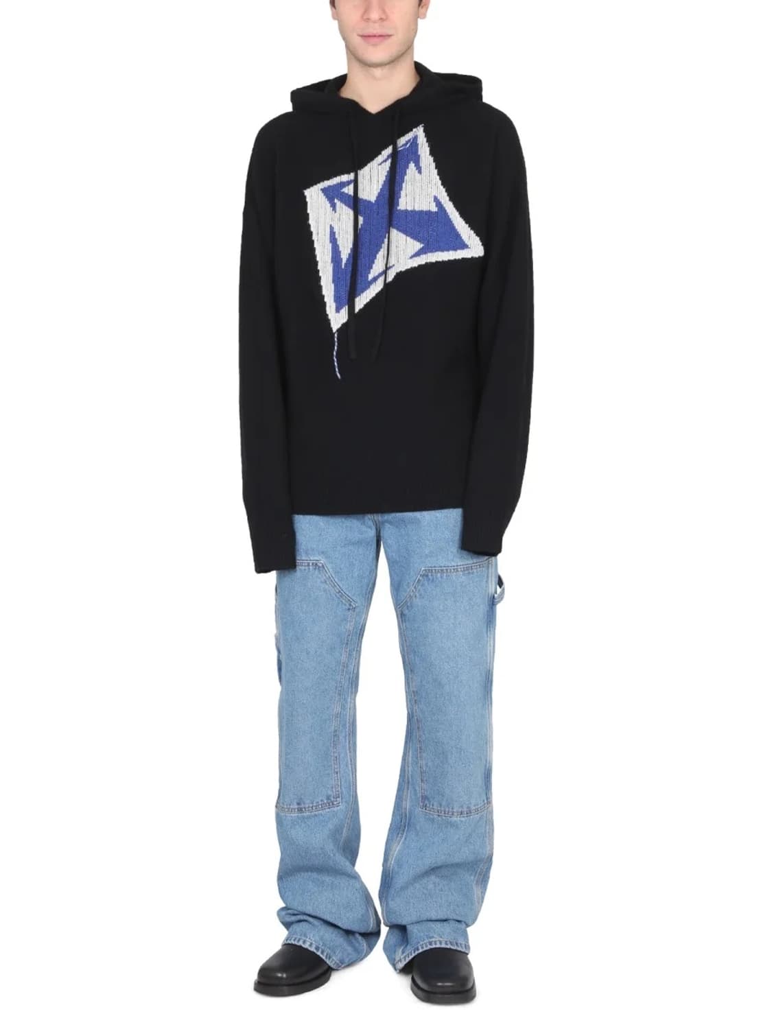 오프화이트 애로우 로고 디테일 니트 후디 상품이미지3