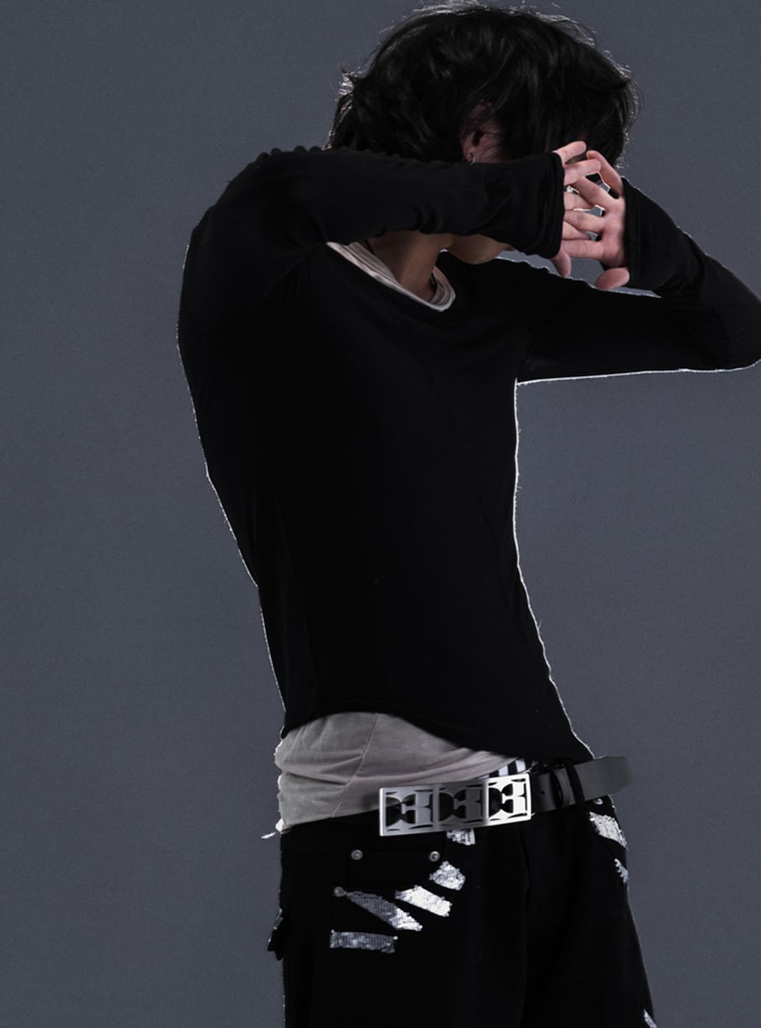 Asymmetric Layered Long Sleeve Top  상품이미지3