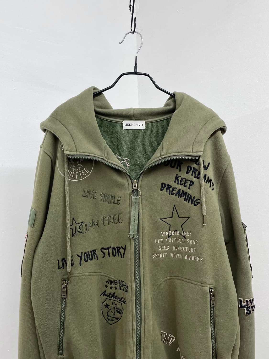 지프 카키 자수 후드집업 상품이미지8