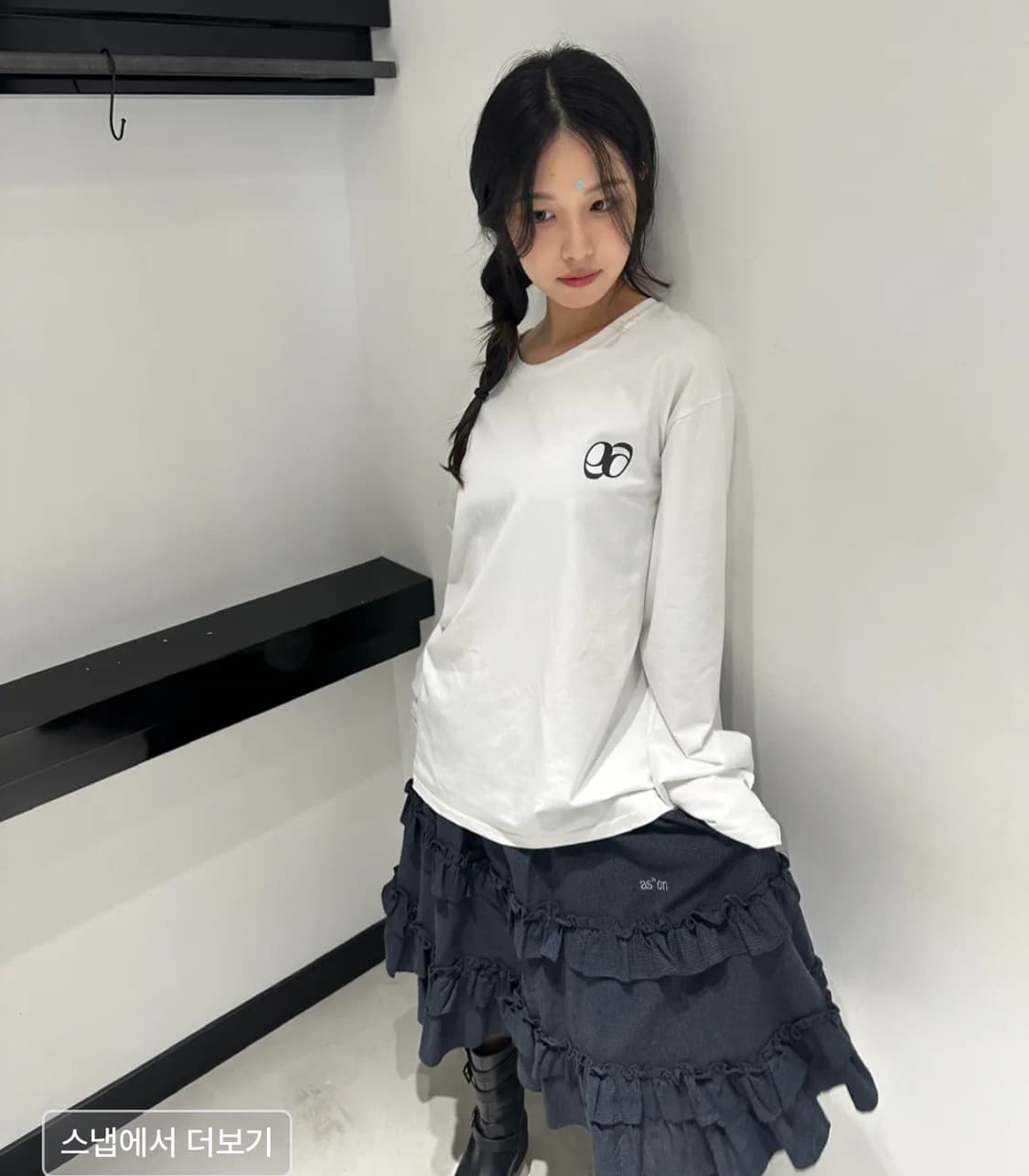 당일배송) 애즈온 체크 캉캉 미디 스커트 네이비 상품이미지3