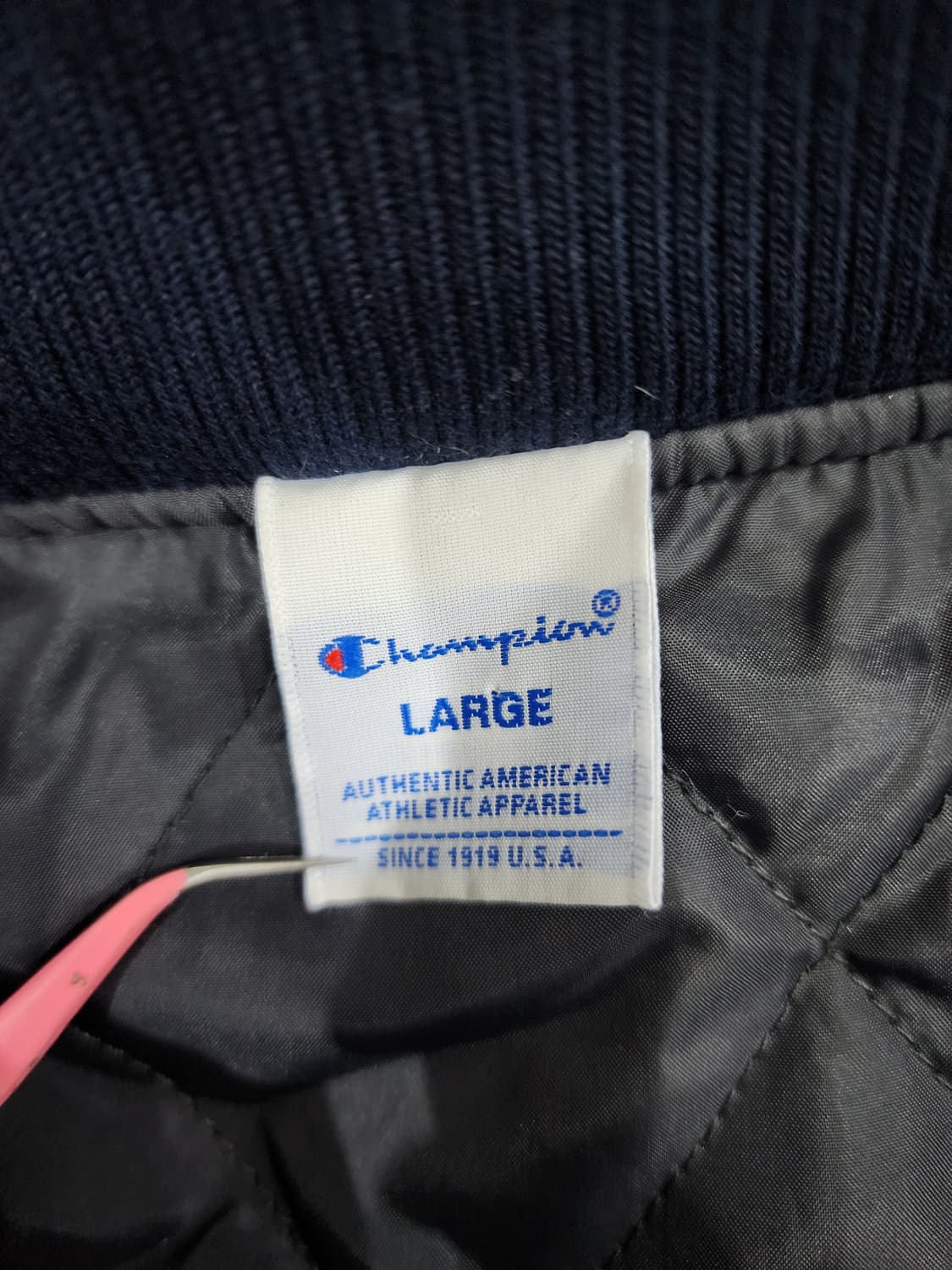 챔피온 재팬 빅로고 성조기 패치 새틴 스타디움 바시티 자켓 L 상품이미지6