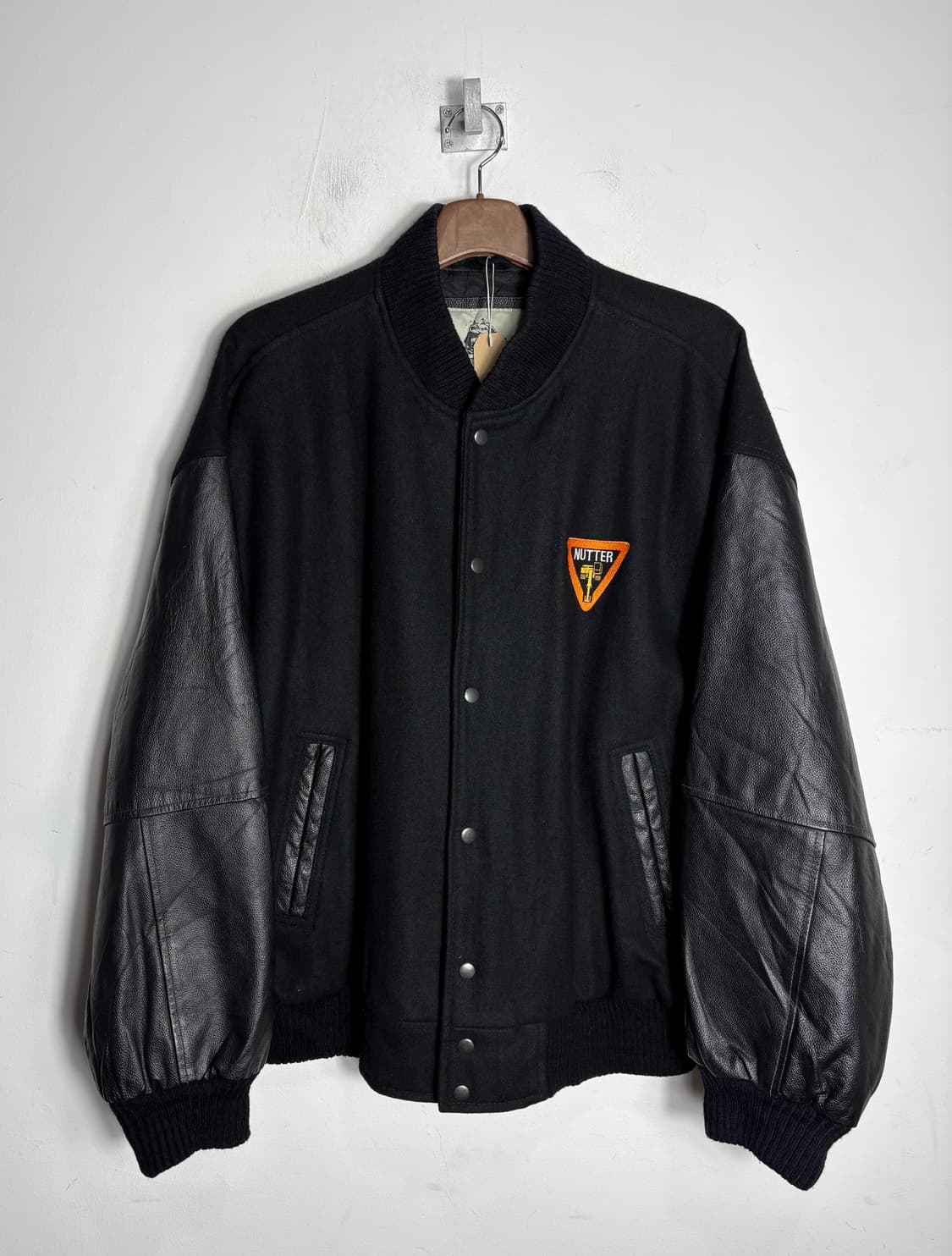 Burks bay 버크스 베이 울 가죽  바시티 자켓 상품이미지1