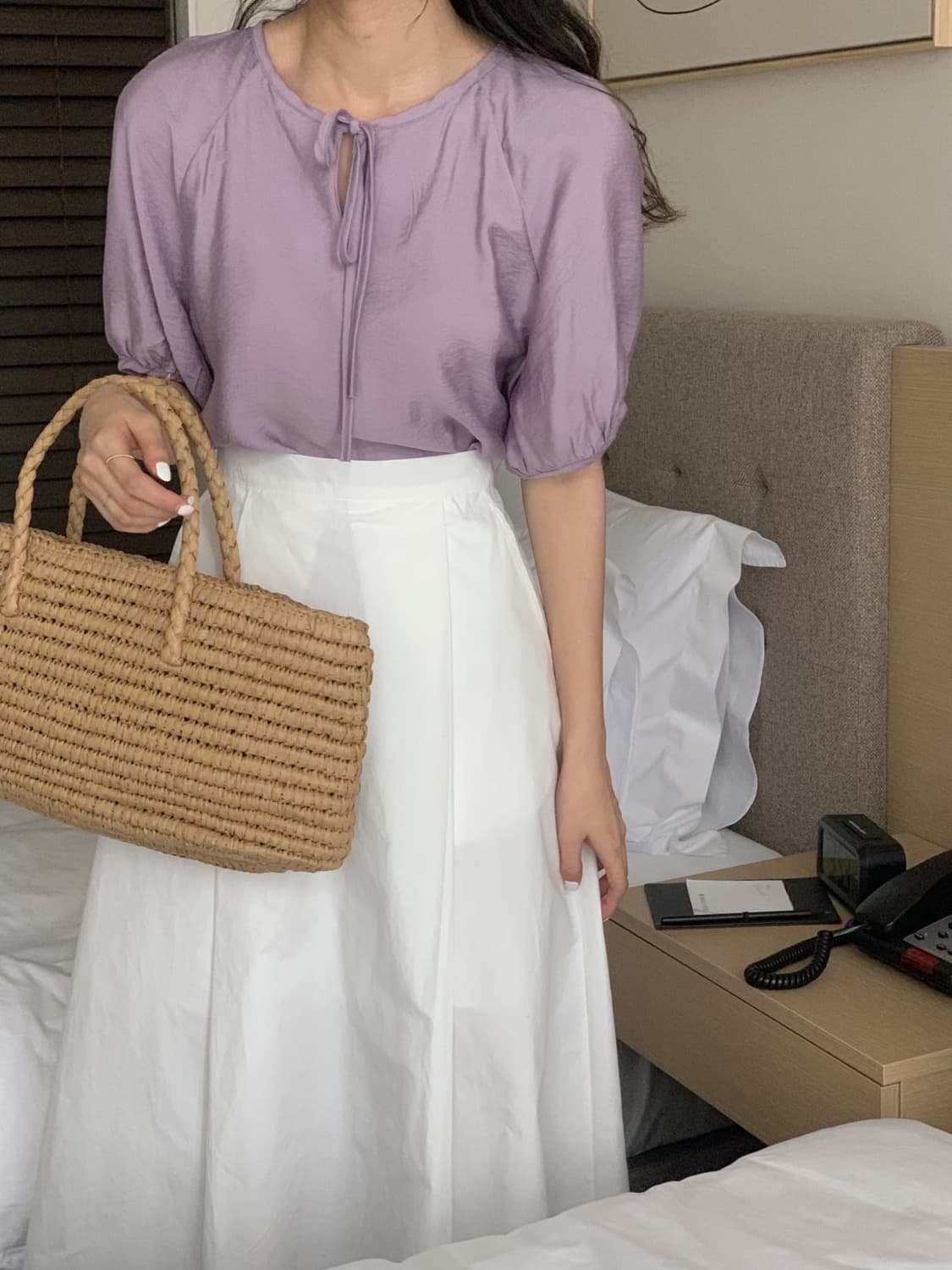 바이올렛 리본 블라우스 보라 퍼플 스탠다드 상품이미지3