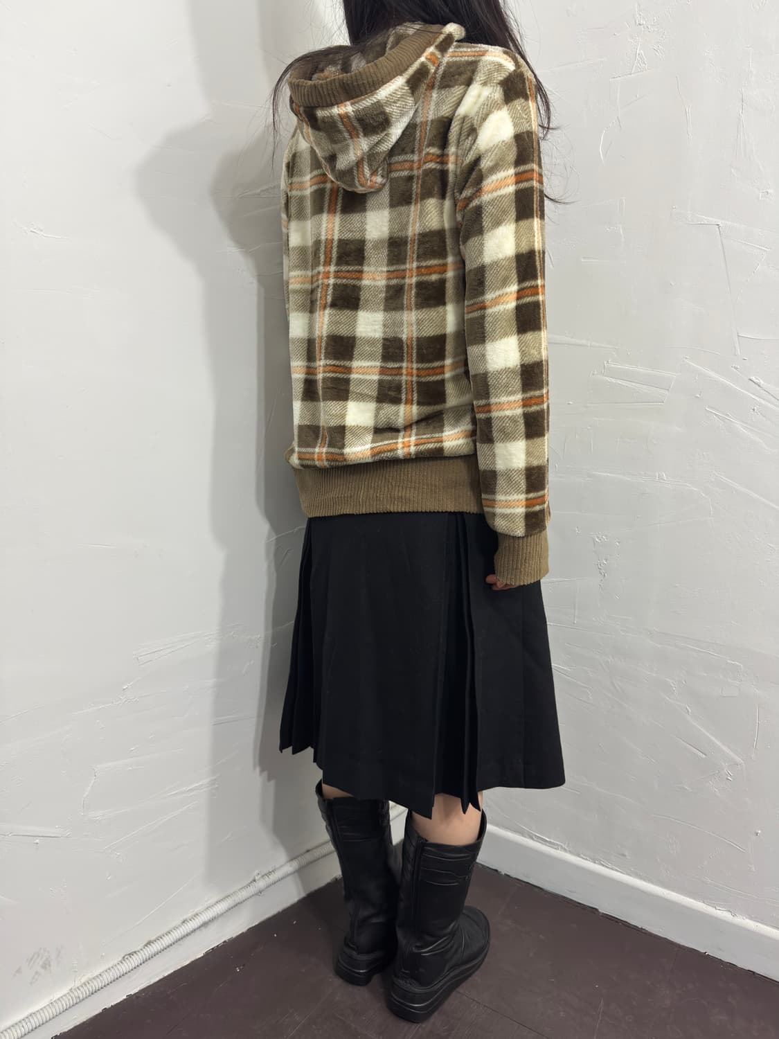 check fleece hood cardigan 상품이미지5