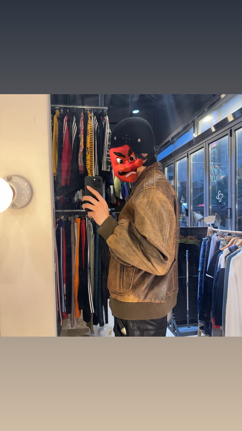 Wear me out브라운 가죽 봄버 자켓 상품이미지3