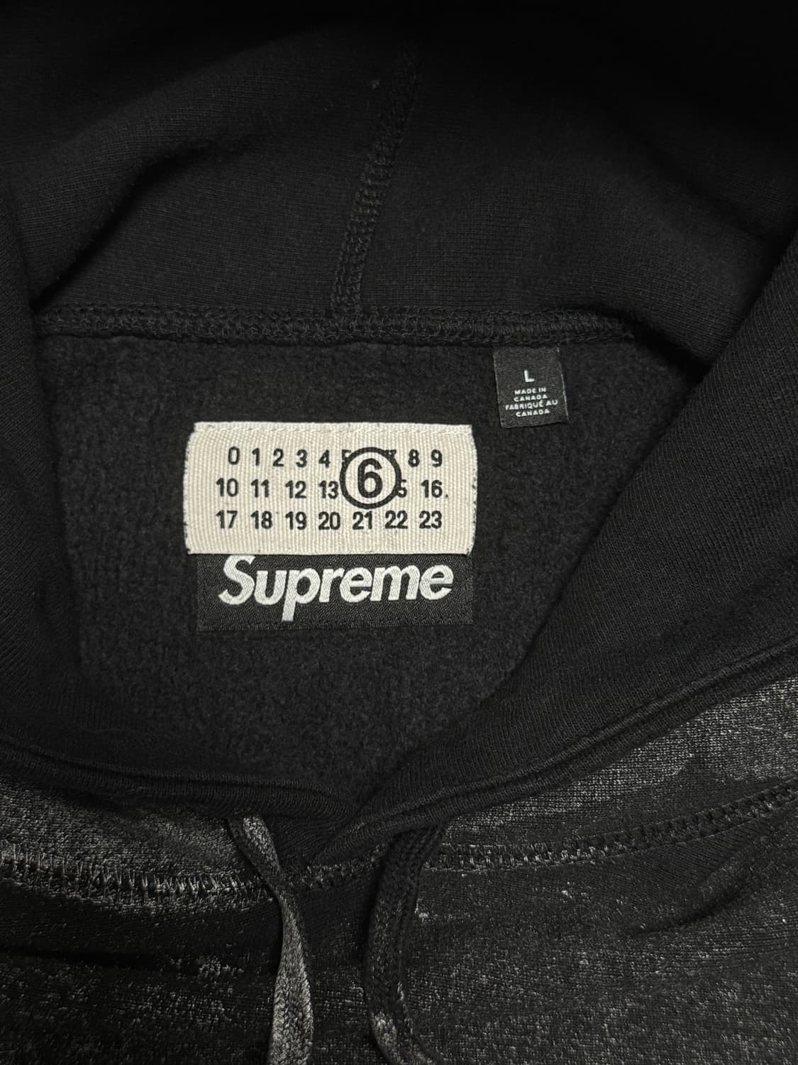 슈프림 x MM6 메종 마르지엘라 포일 박스로고 후드 스웨트셔츠 블랙 - 상품이미지3