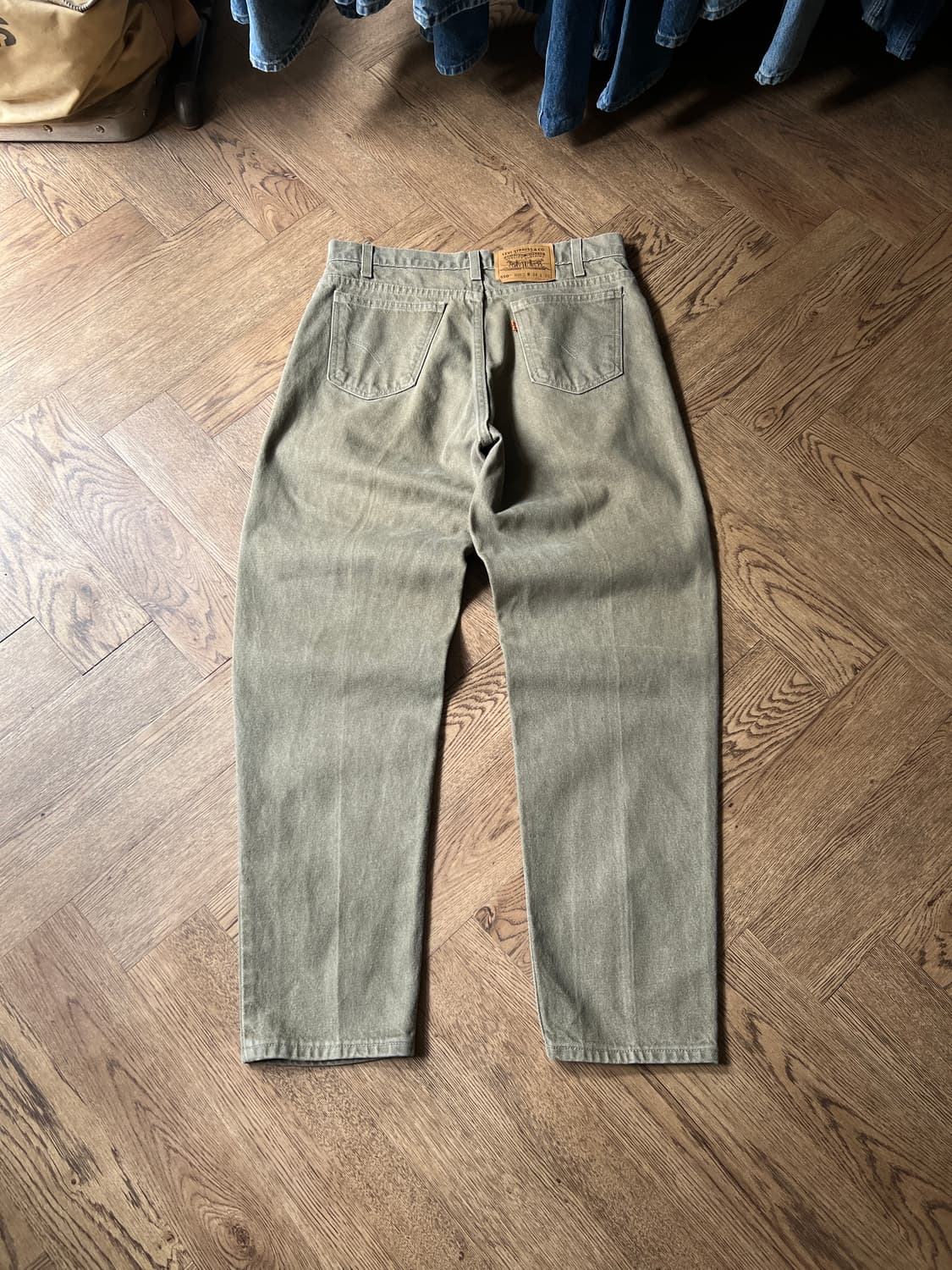 [34]90's 리바이스 550 오렌지탭 USA Made 카키 데님 팬츠 상품이미지2