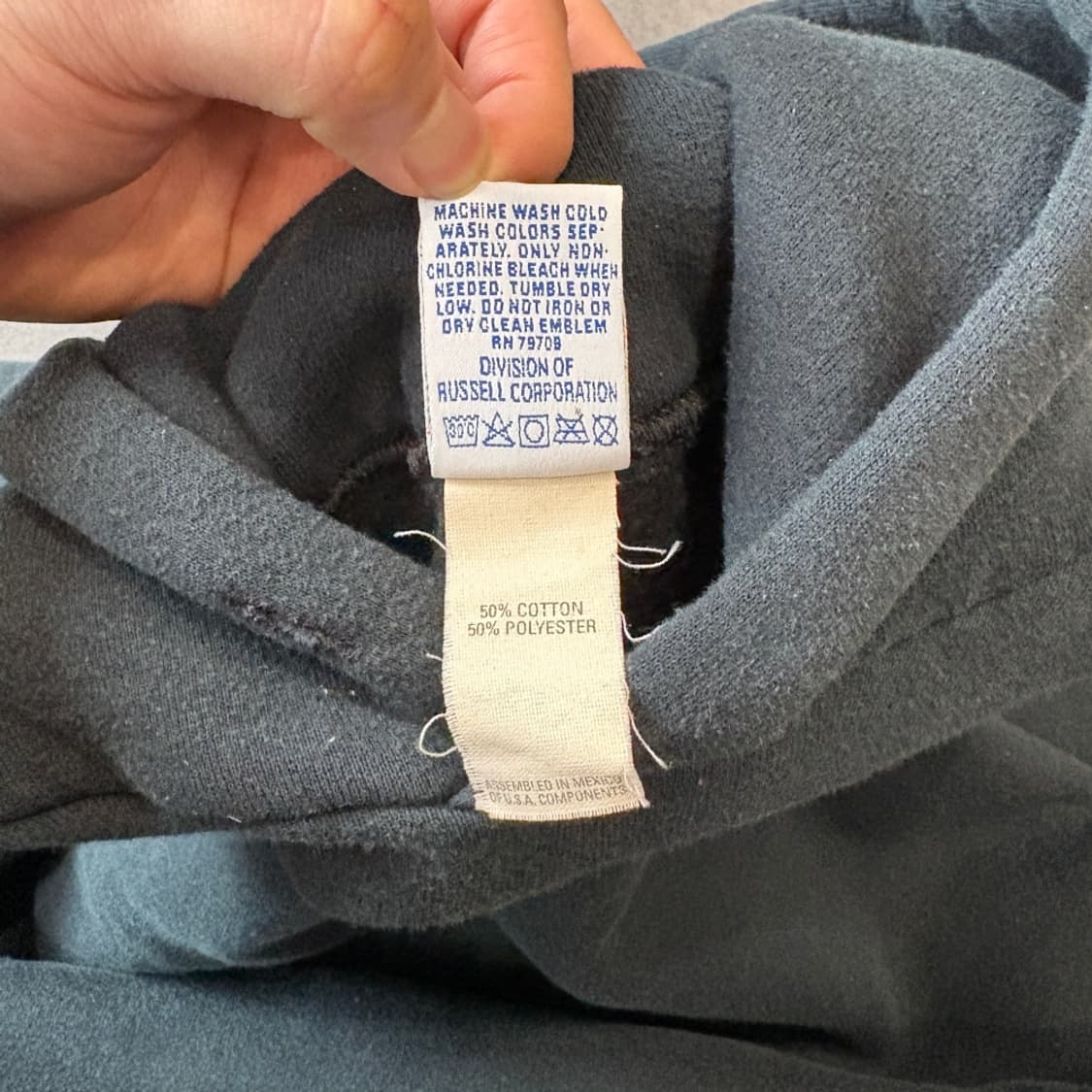 90s Russell 90년대 멕시코 생산 러셀 블랭크 블랙 후디 상품이미지6