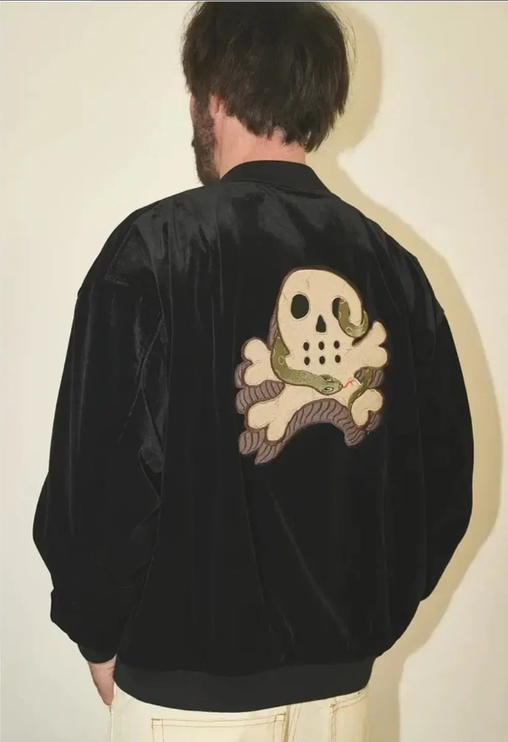 (새제품m) 파르티멘토 벨벳 수베니어 블루종 캐피탈맛 해골 상품이미지1