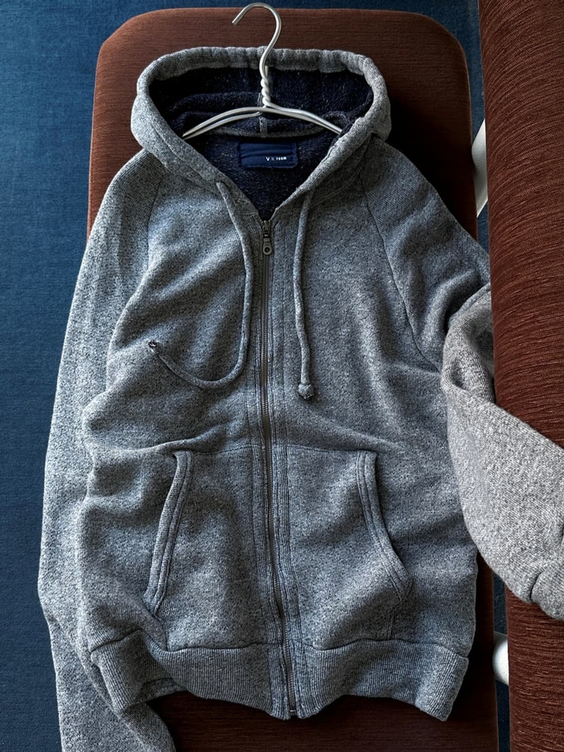 High gauge melange knitted hood zip park 상품이미지4