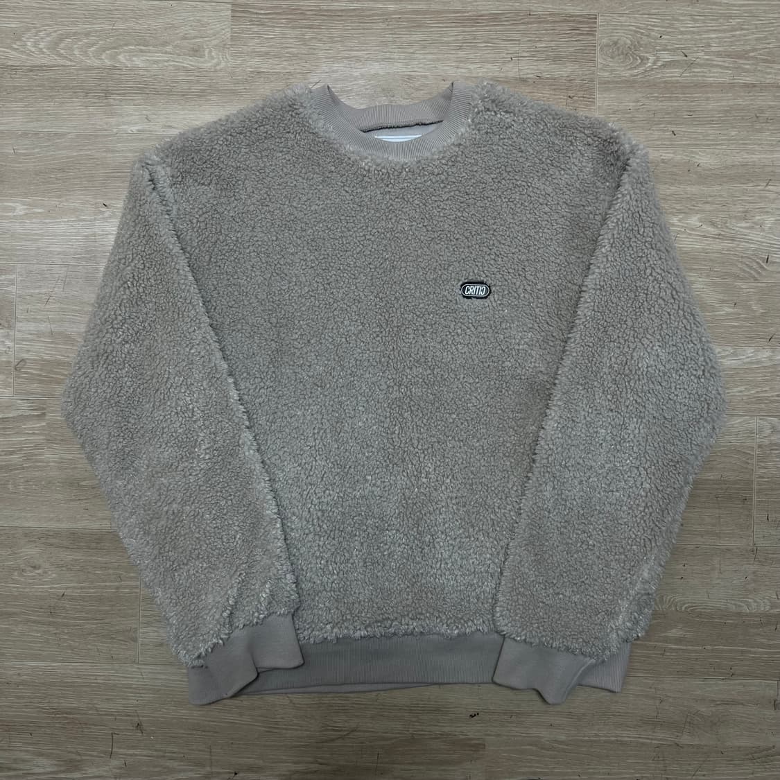 크리틱 남여공용 와펜 웜업 뽀글이 맨투맨 티셔츠 [베이지] M/95 상품이미지1