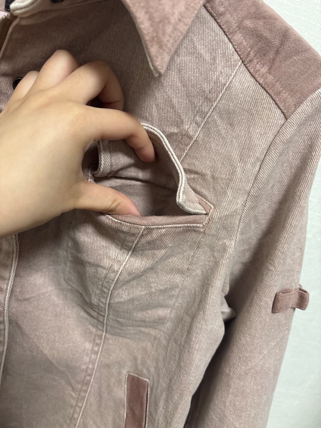 빈티지) 그런지 뮤트 핑크 데님 스타일 자켓 상품이미지3