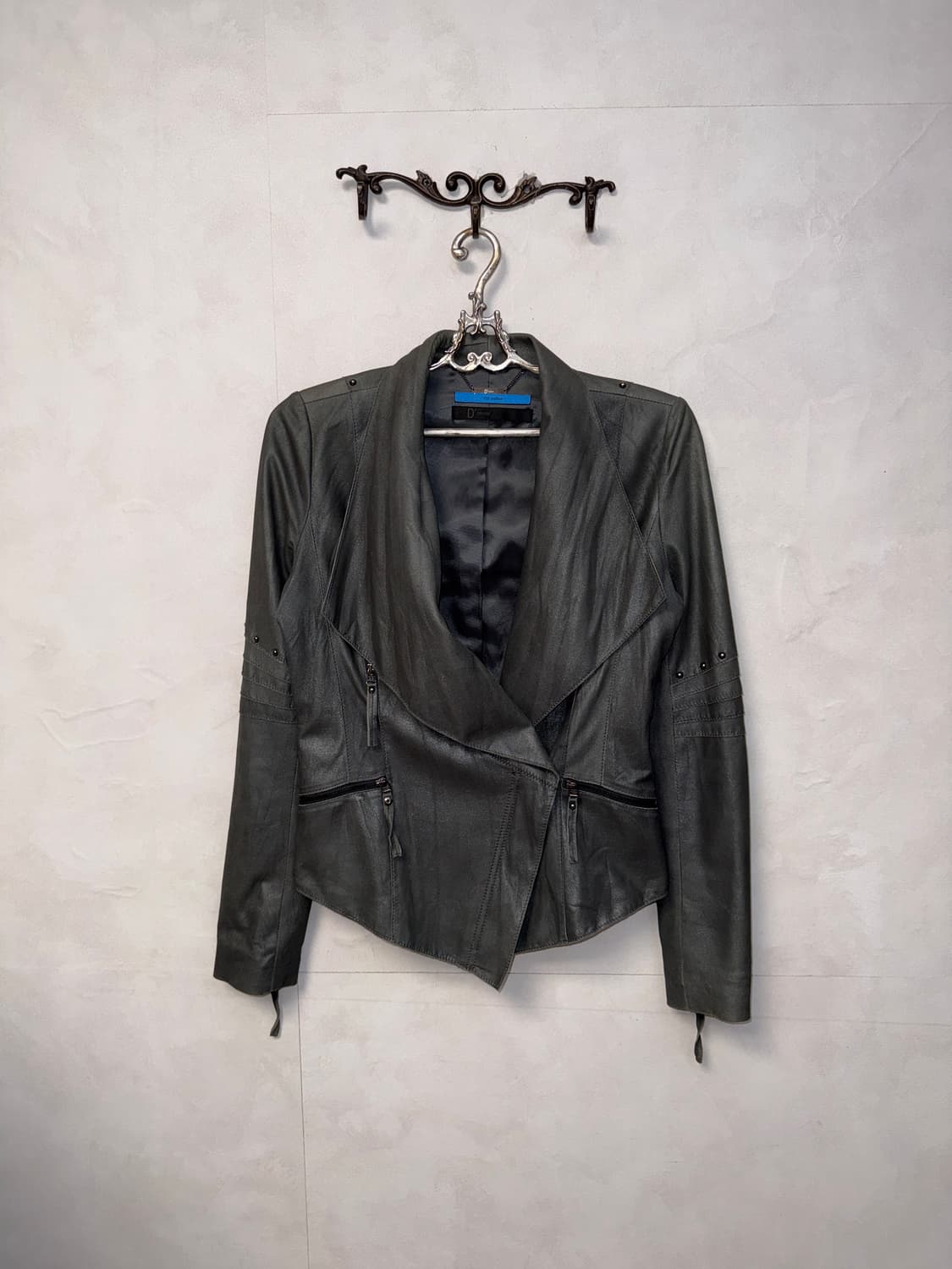 Demoo gray goat skin drape stud jacket 상품이미지1