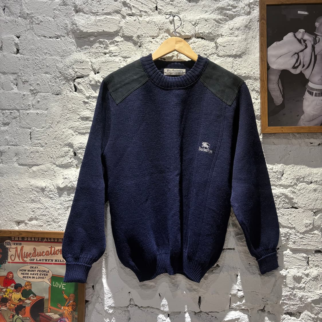 90‘s 버버리 엘보패치 코만도 울 니트 상품이미지1