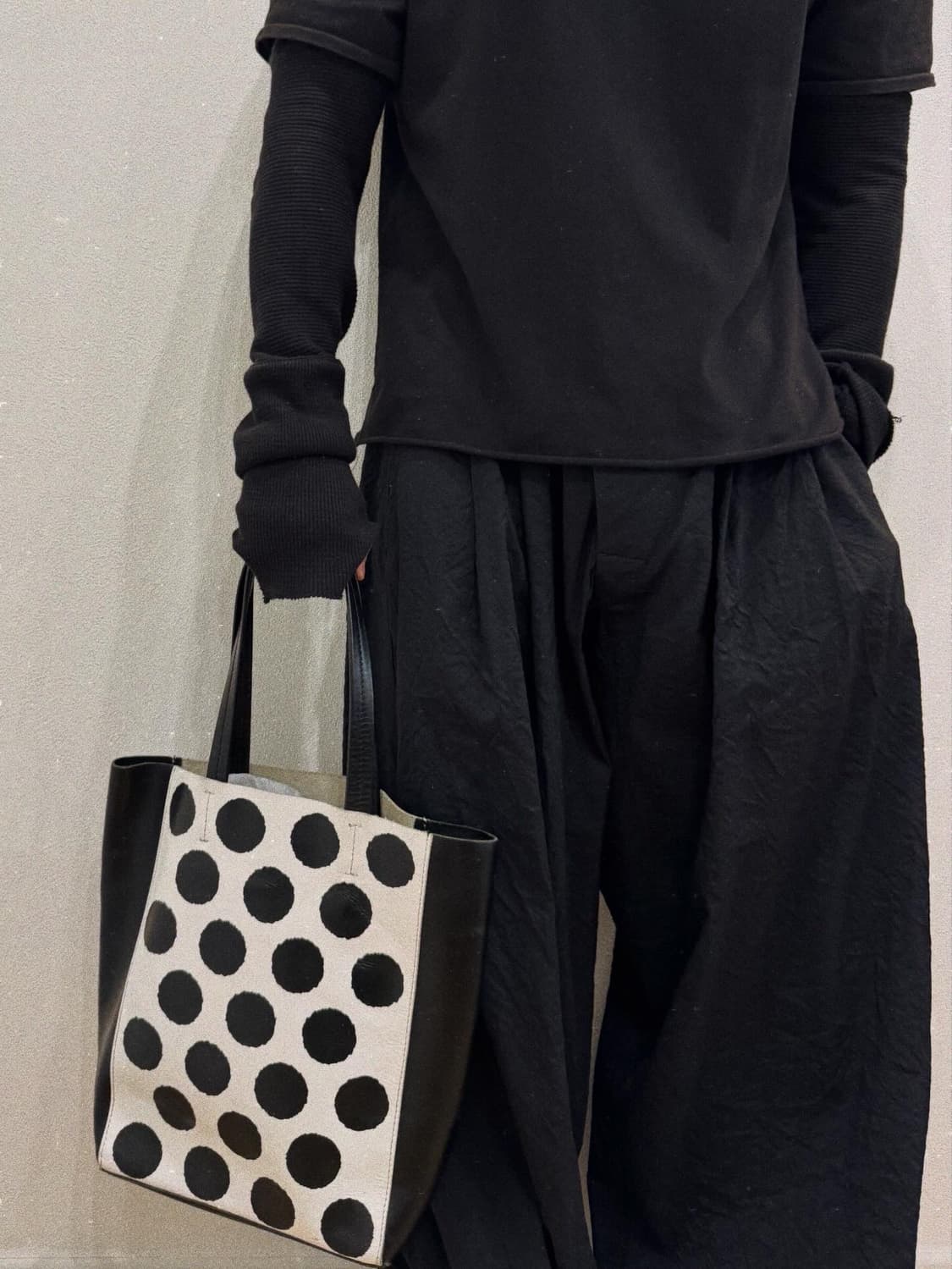 요지야마모토 도트 레더 토트백 상품이미지1