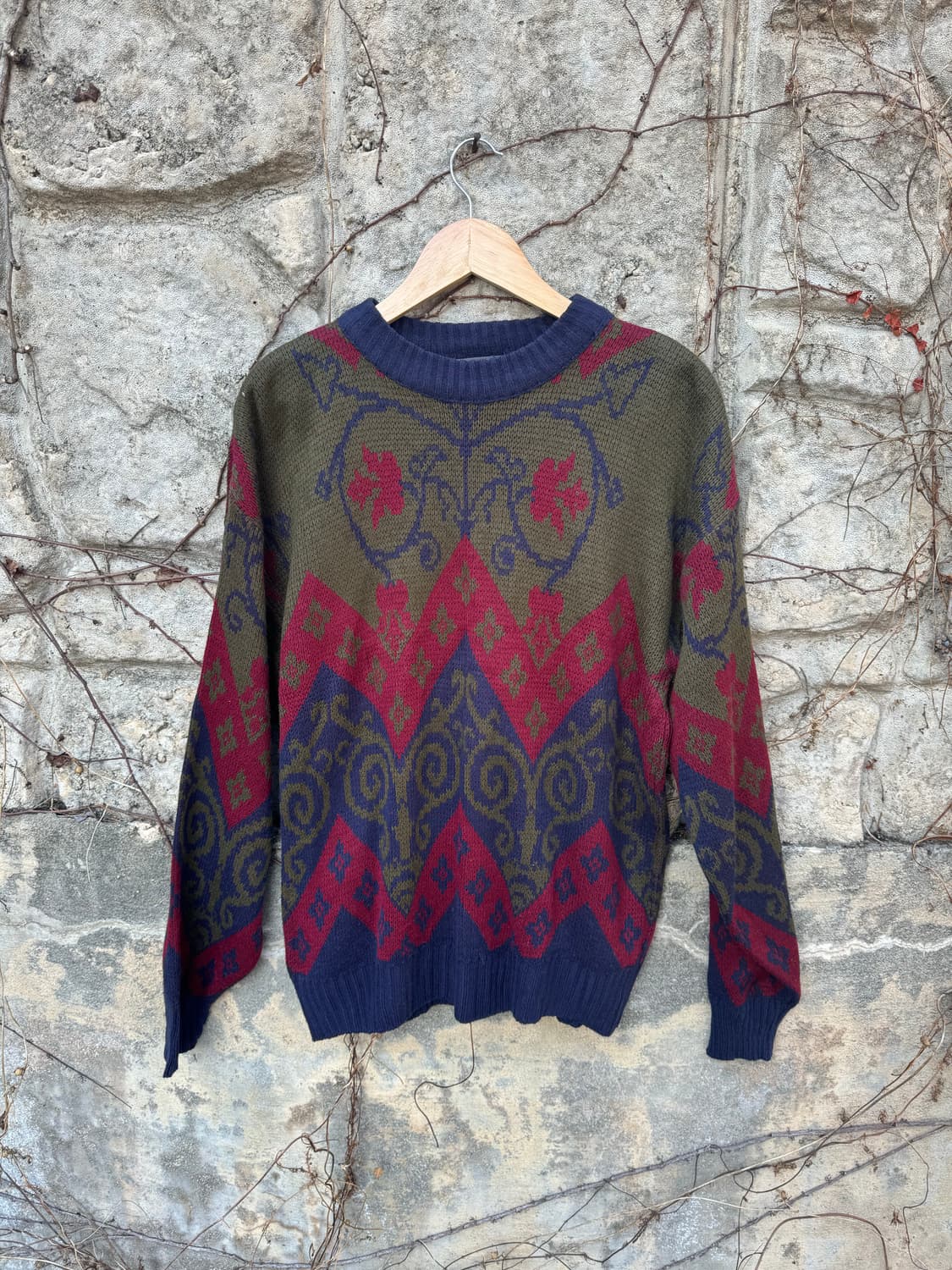 90s 한국 생산 에스닉 노르딕 패턴 빈티지 니트 m 상품이미지1