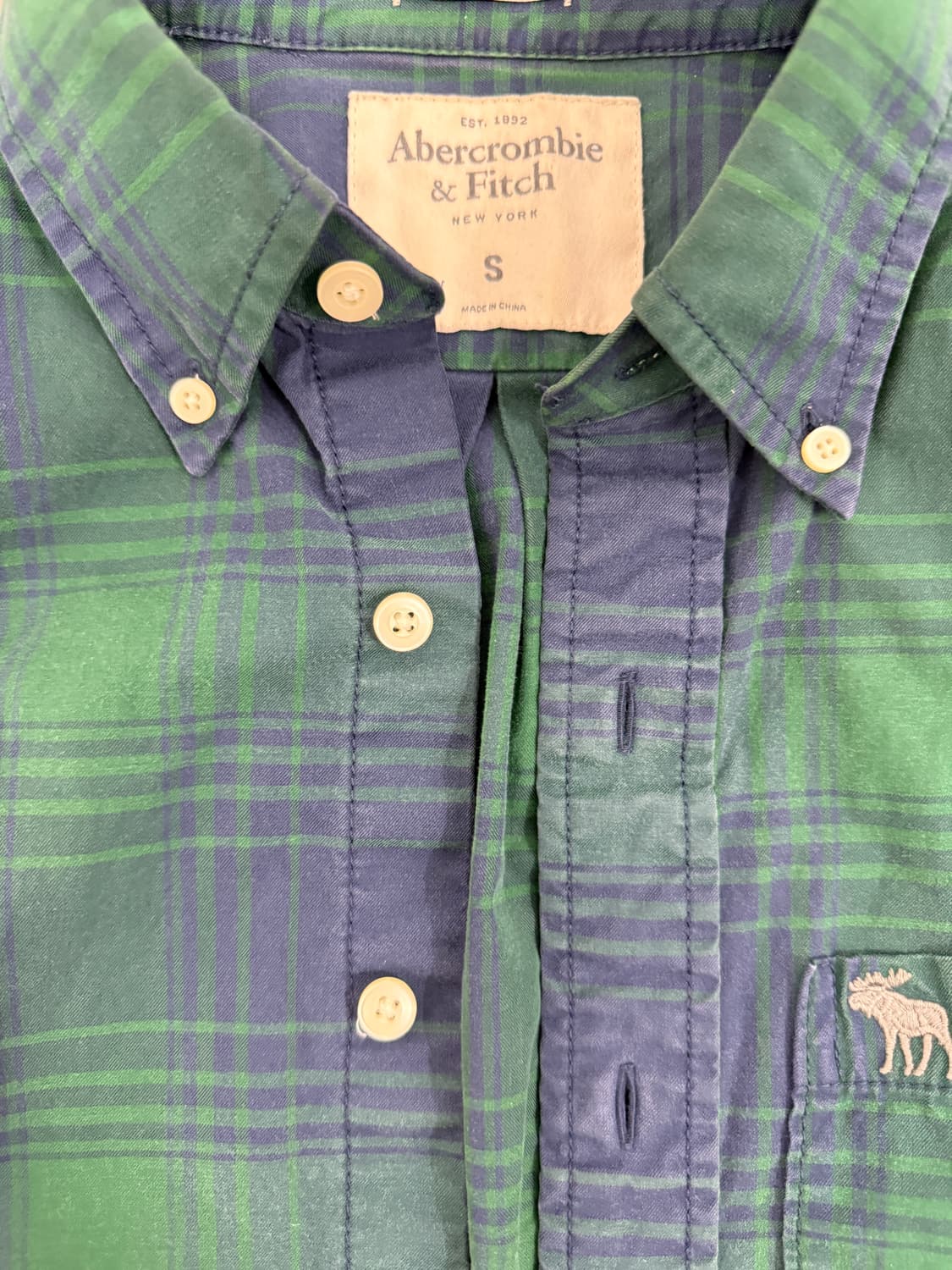 아베크롬비 체크 셔츠 S 그린/블루 구재 상품이미지2