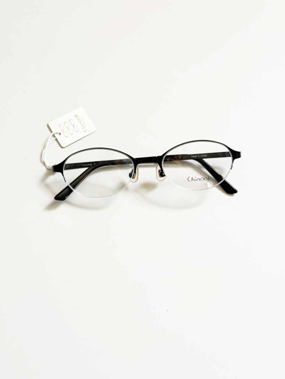 CHINOOK 블랙 메탈 오벌 반무테 빈티지 안경 상품이미지1