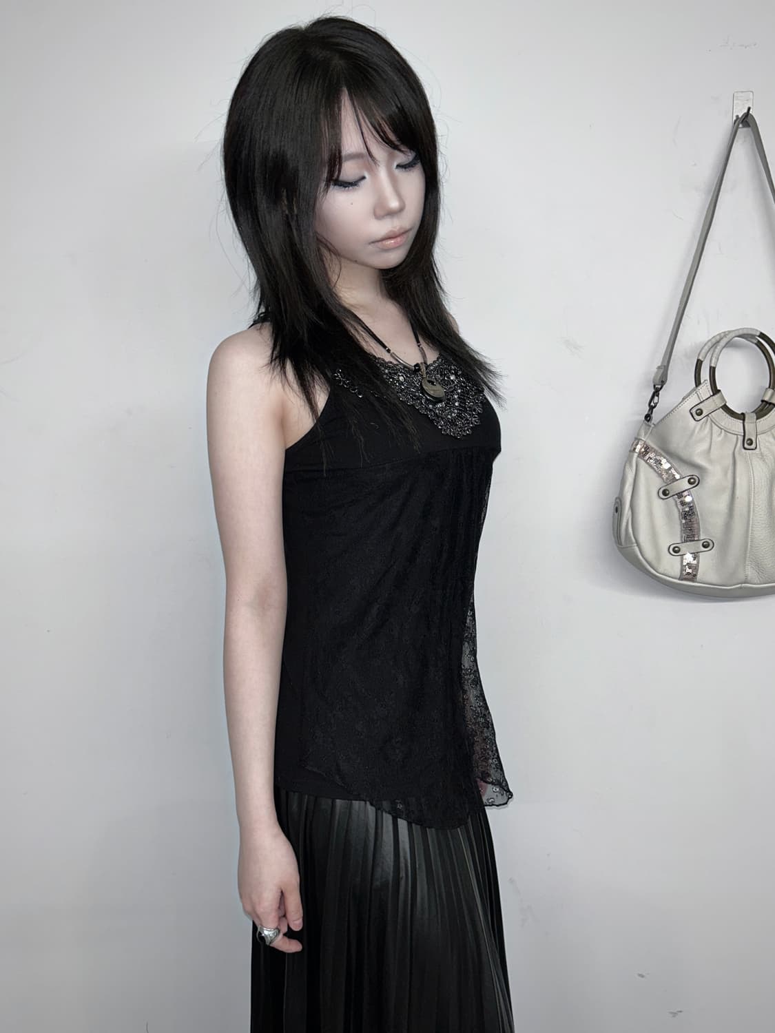 레이스 장식 레이어드 슬리브리스 상품이미지2