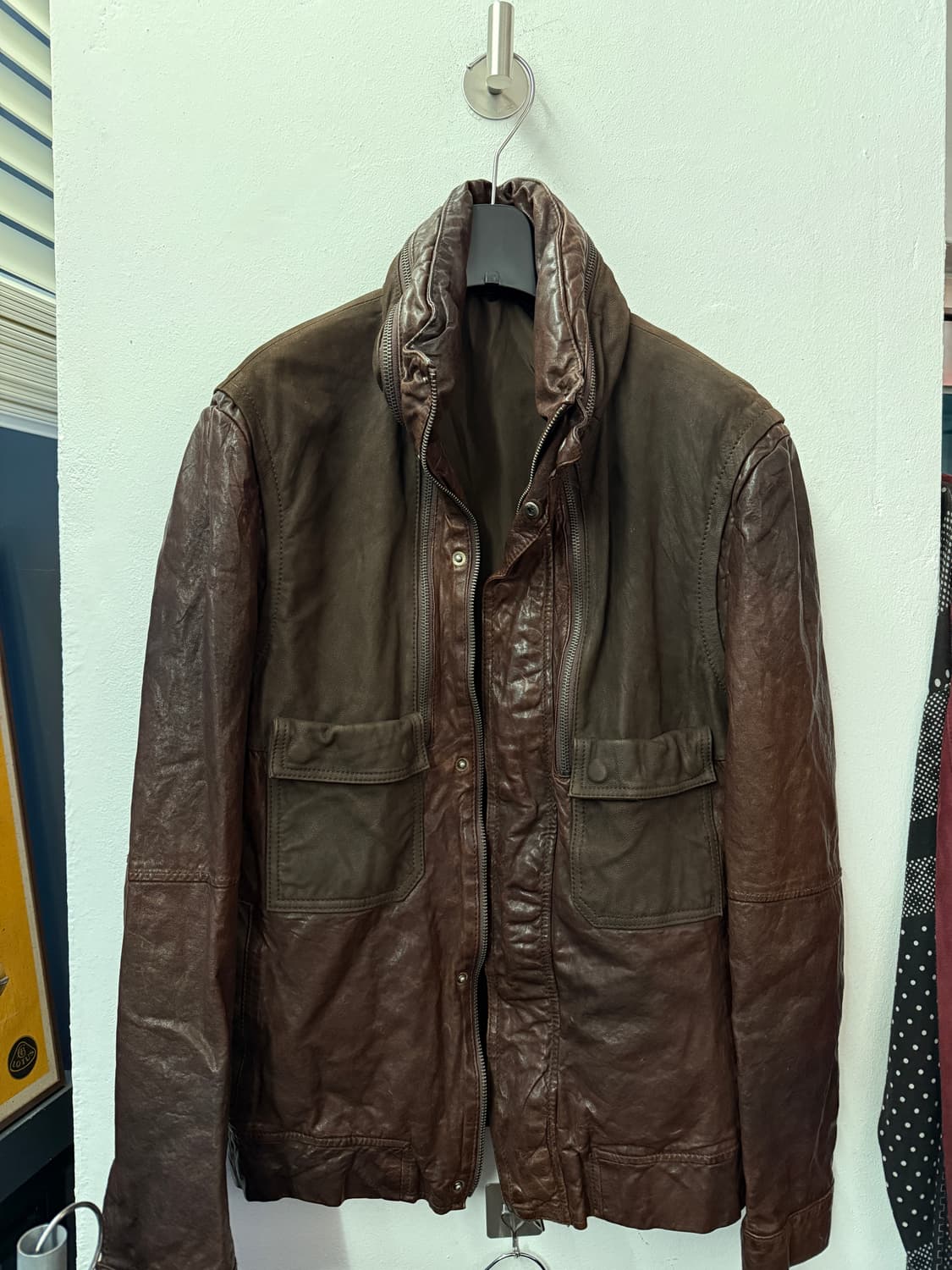 양가죽 스탠카라 브라운 자켓  상품이미지1