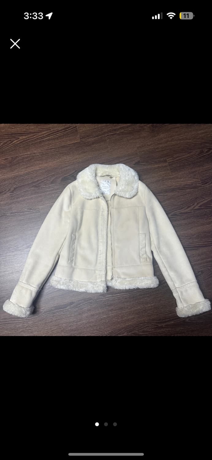 온앤온 on&on 아이보리 퍼 스웨이드 무스탕 자켓 상품이미지1