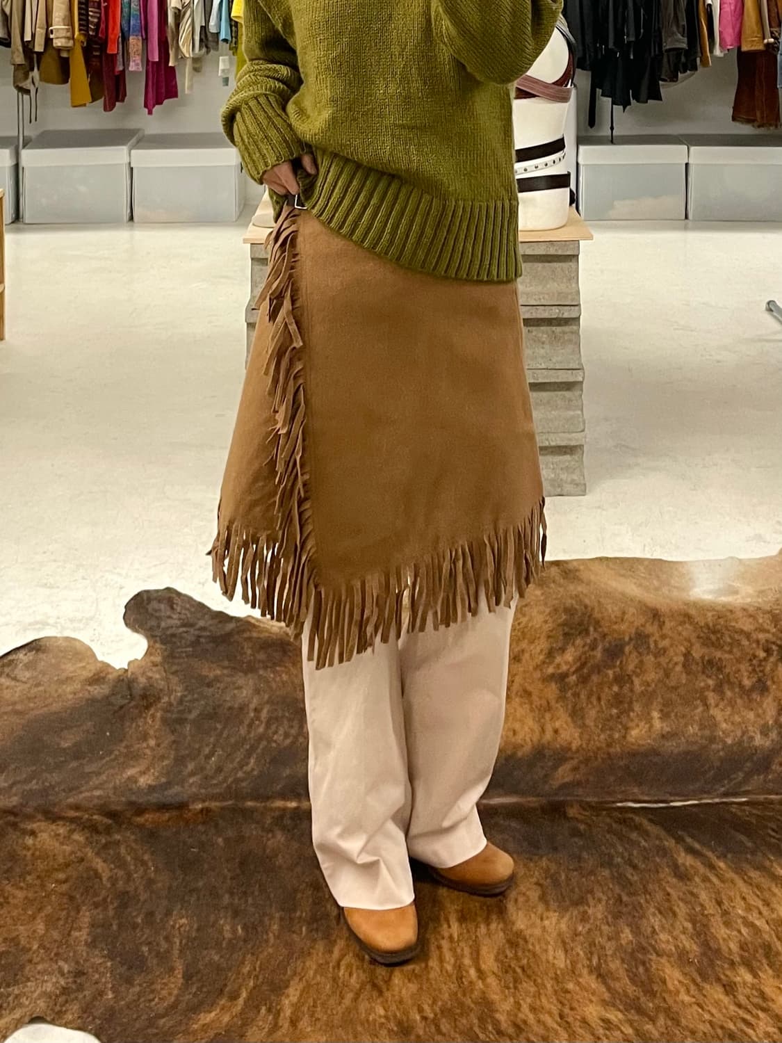 RAY BEAMS fringe wool skirt 프린지 울 랩 스커트 상품이미지8