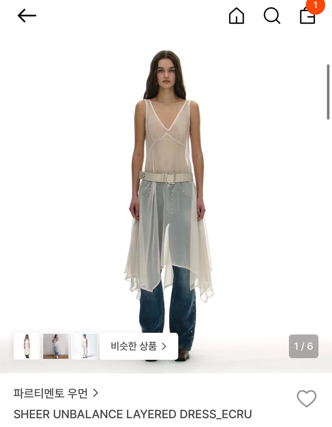 파르티멘토 우먼 SHEER UNBALANCE LAYERED DRESS_E 상품이미지1