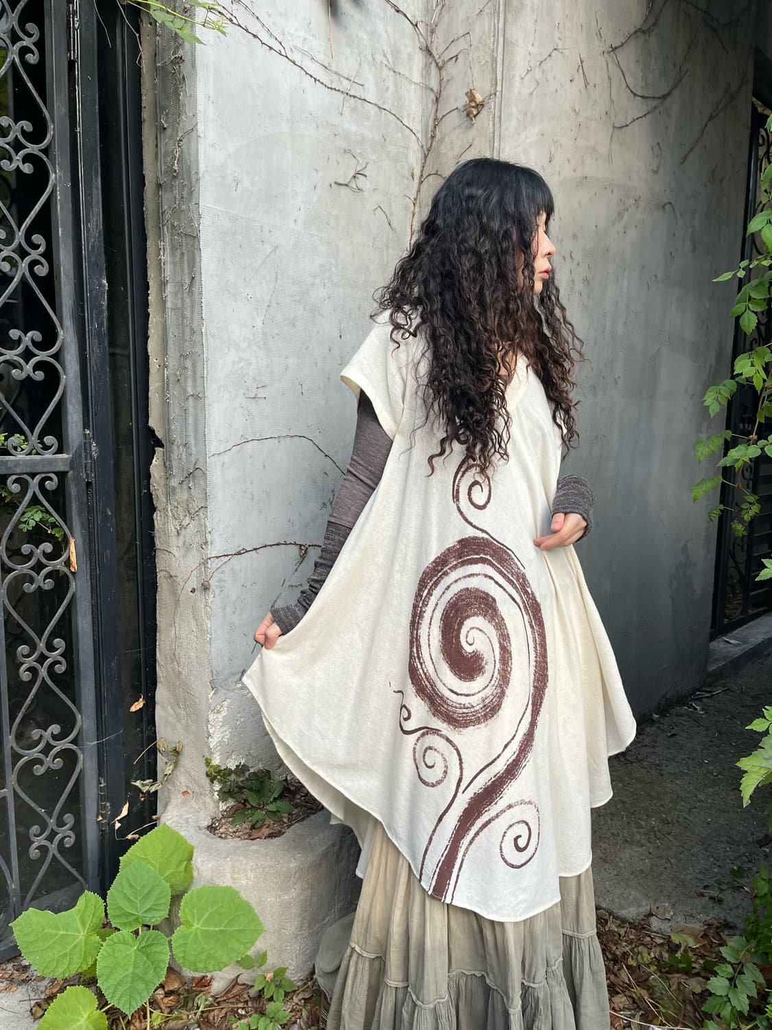 히피 문양 반팔 원피스 상품이미지2