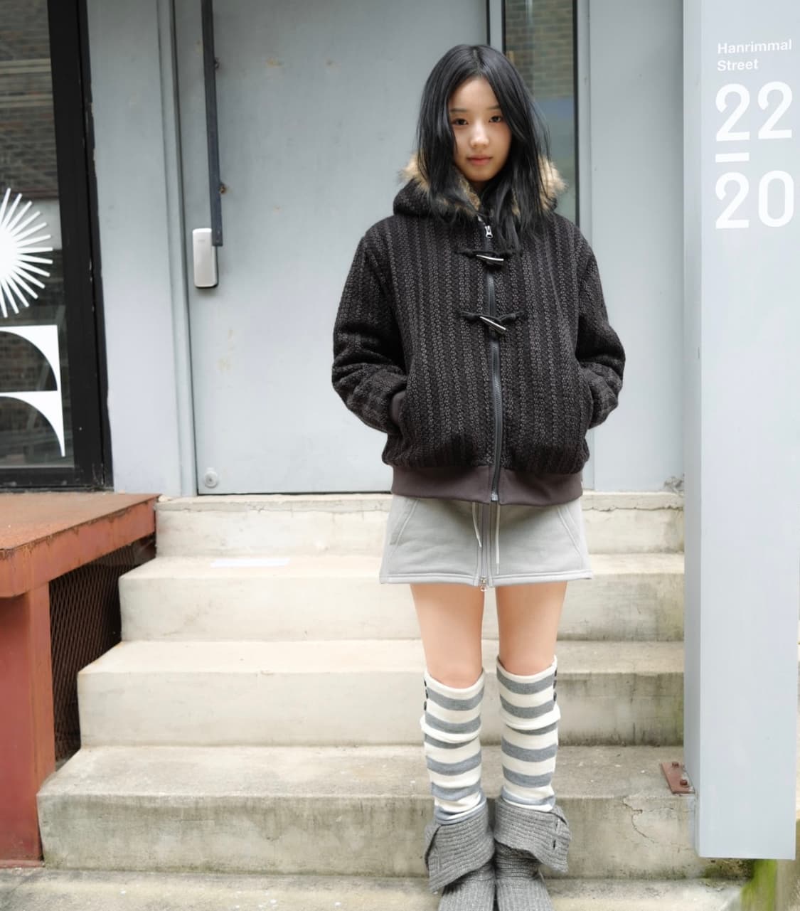 인앤양인하모니 니트 후드 자켓 브라운 상품이미지1