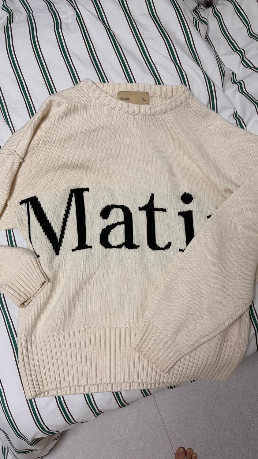 마뗑킴 빅로고 니트 아이보리 상품이미지2