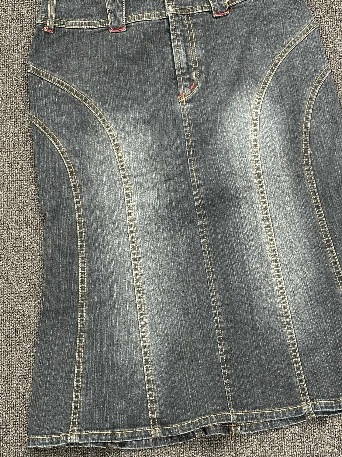 87)Japanese vintage 워싱 스티치 미디 스커트 상품이미지6