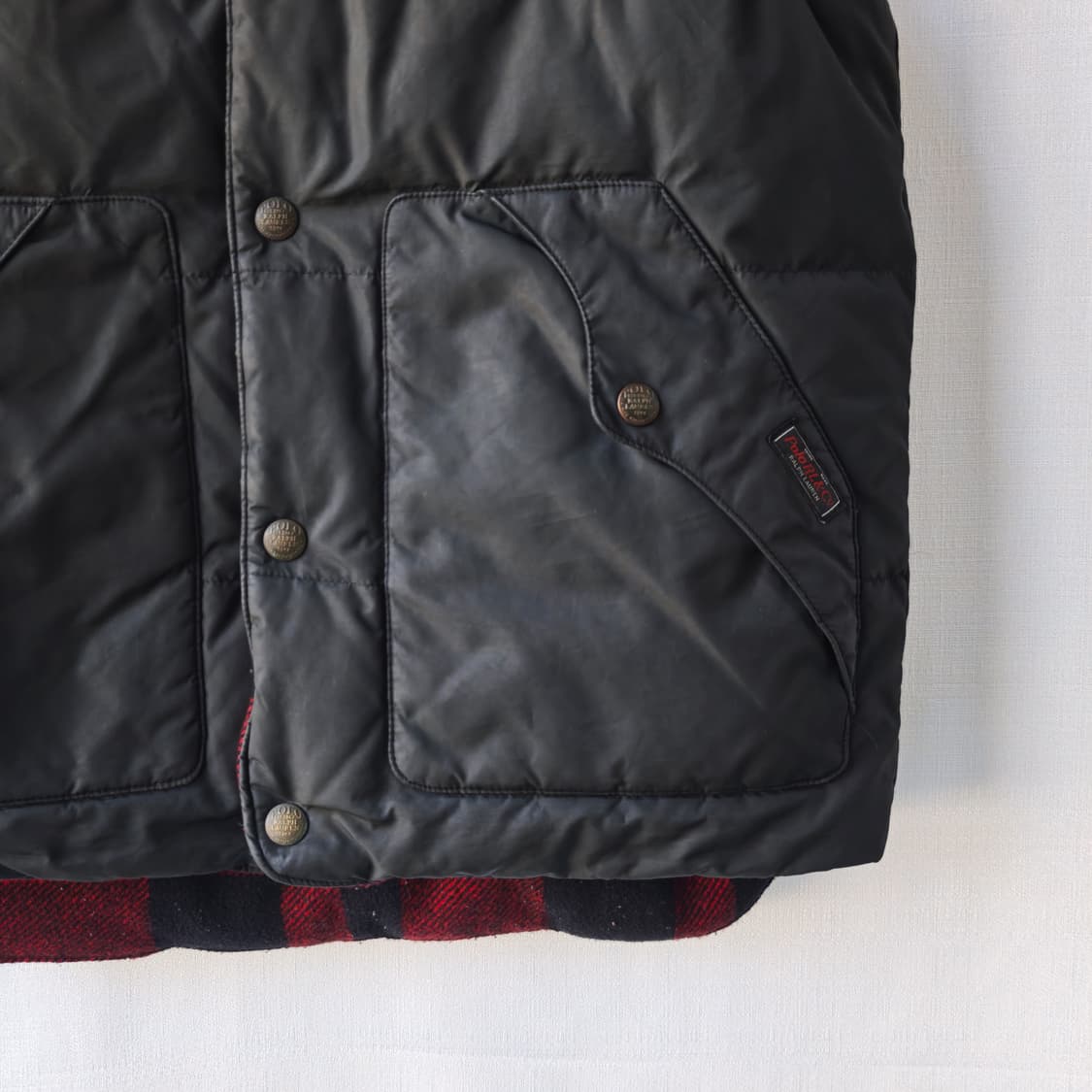 폴로 랄프로렌 소가죽 다운 패딩 리버시블 베스트 블랙 레드 S 상품이미지3
