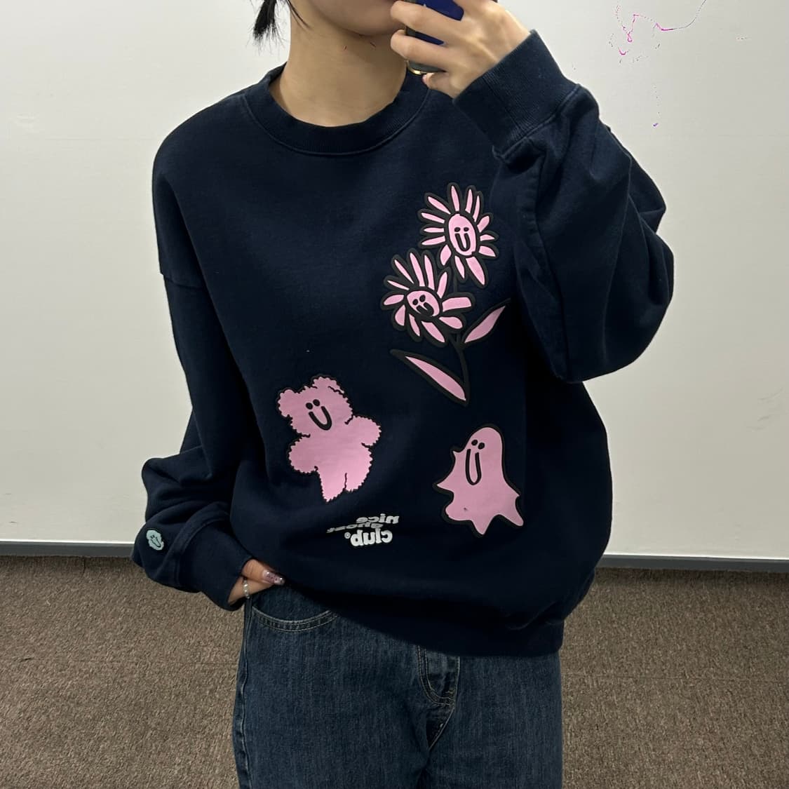 Nice ghost club 나이스 고스트 클럽 네이비 맨투맨 상품이미지2