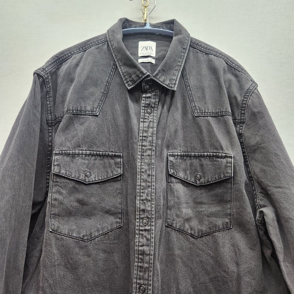 자라 웨스턴 데님 흑청 셔츠 XL(L) 상품이미지2