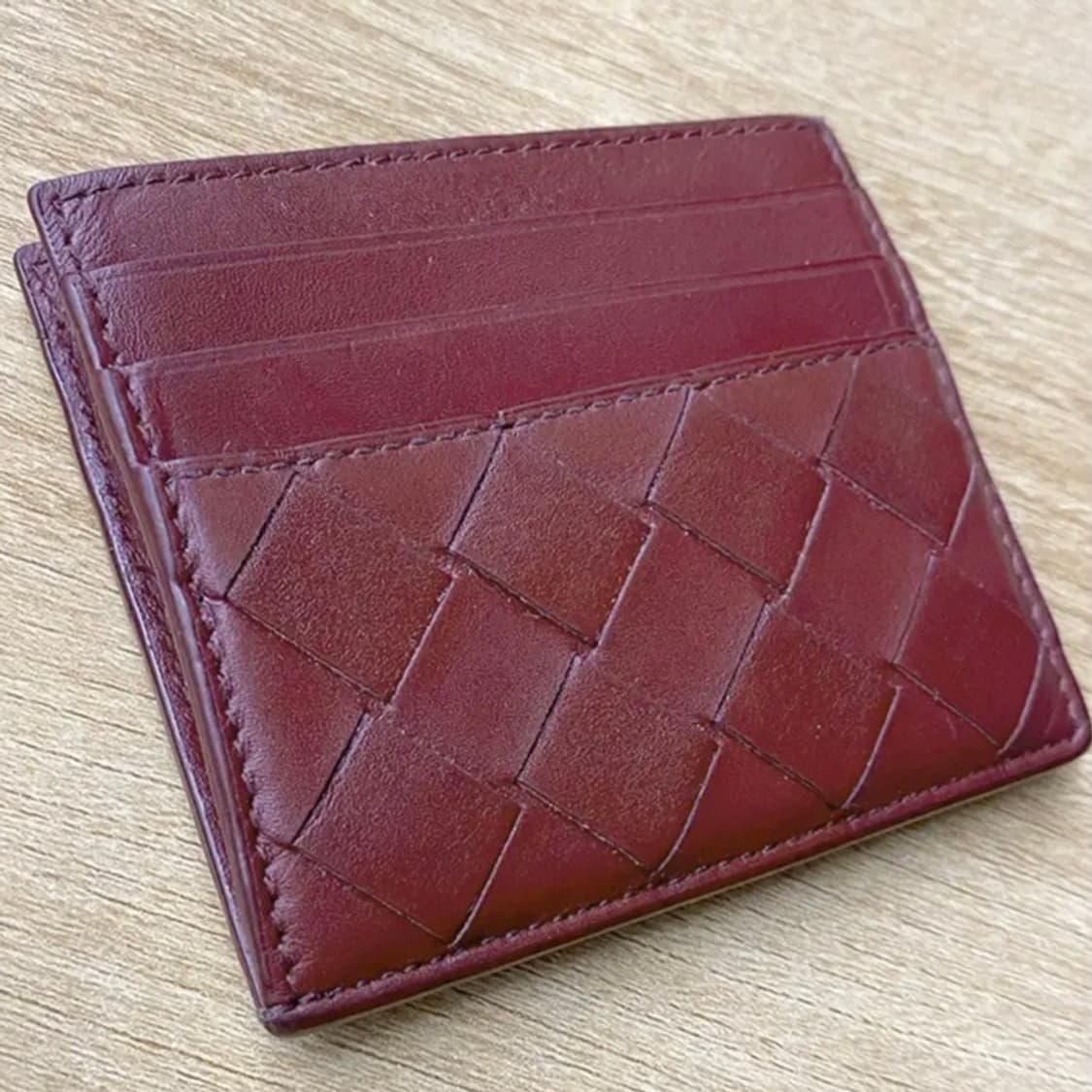 [정품] 보테가베네타 인트레치아토 버건디컬러 카프스킨 인홀더 카드지갑 상품이미지5