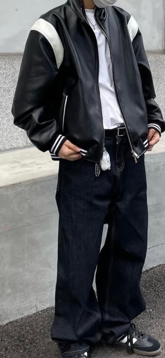 레더 바시티 블루종 상품이미지2