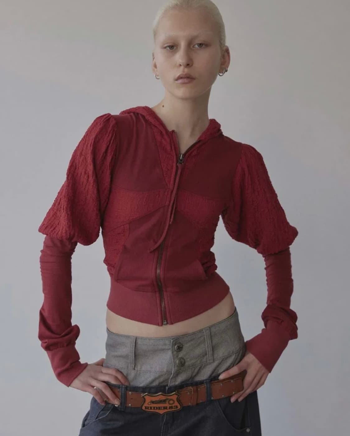 스컬프터 Sculptor 퍼프 슬리브 집업 후디 s  상품이미지4