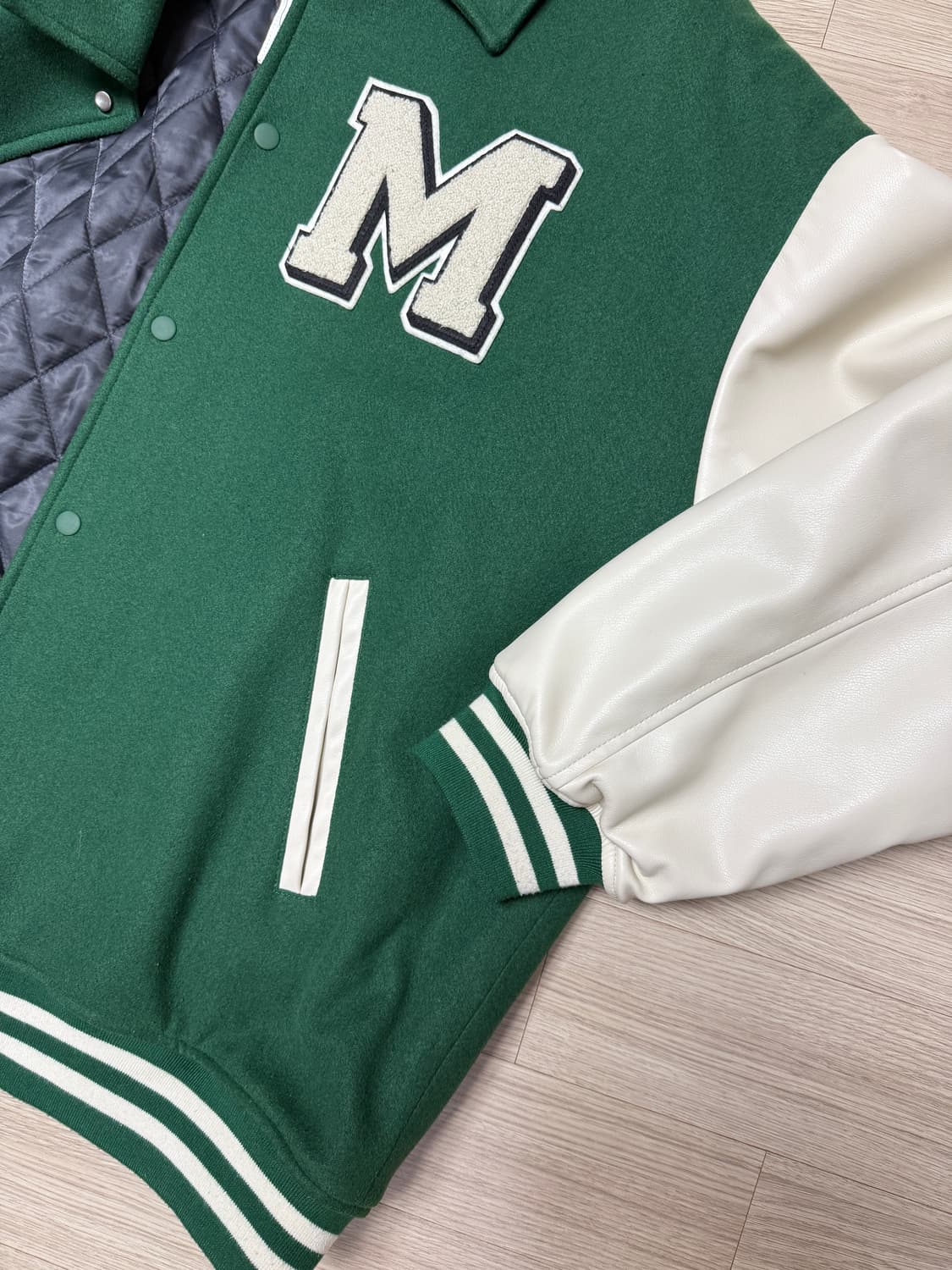 빈티지 바시티 자켓 그린 상품이미지6