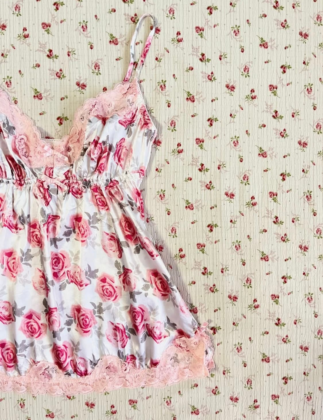 로즈 플로럴 슬리브리스 나시 탑 상품이미지2