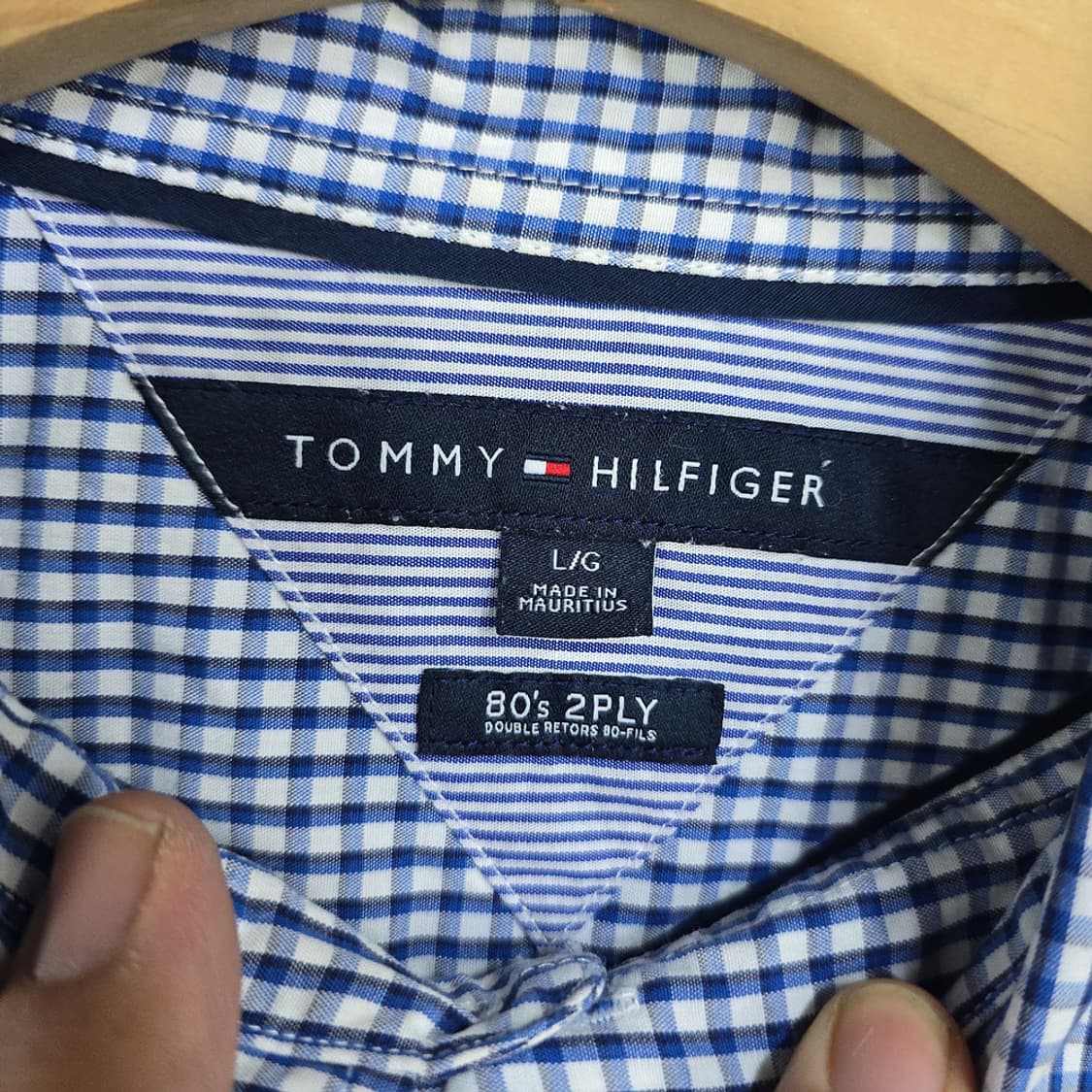 타미힐피거 80수 2PLY 체크 셔츠 L (100-105) 상품이미지5