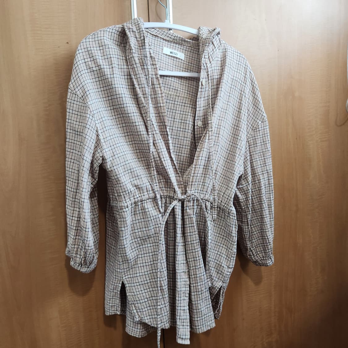 [오늘까지만판매 이후폐기] WEGO 빈티지 무드 체크 후드 블라우스  상품이미지2