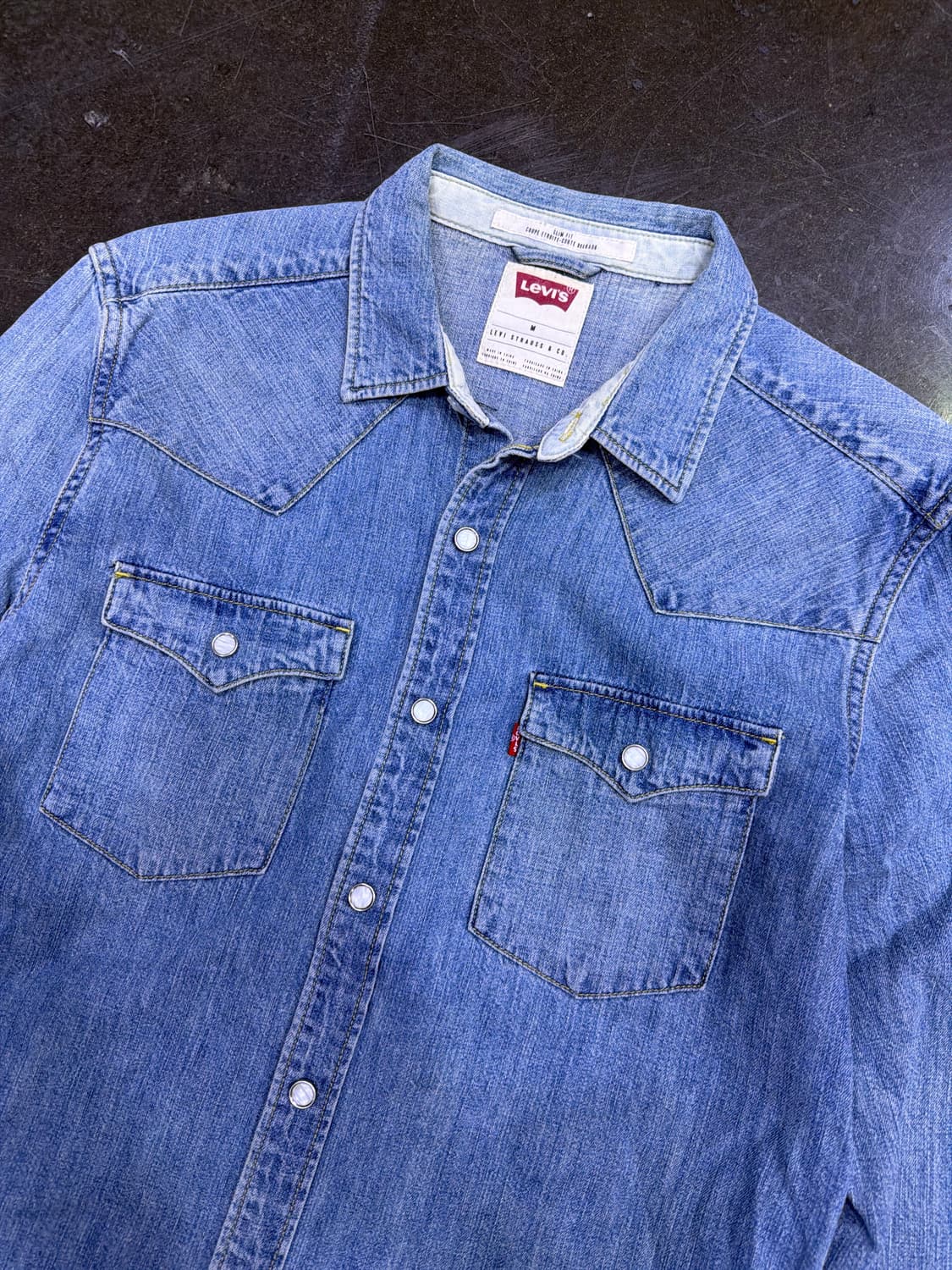 리바이스 빈티지 워싱 웨스턴 데님셔츠 남방 슬림핏 M 상품이미지3