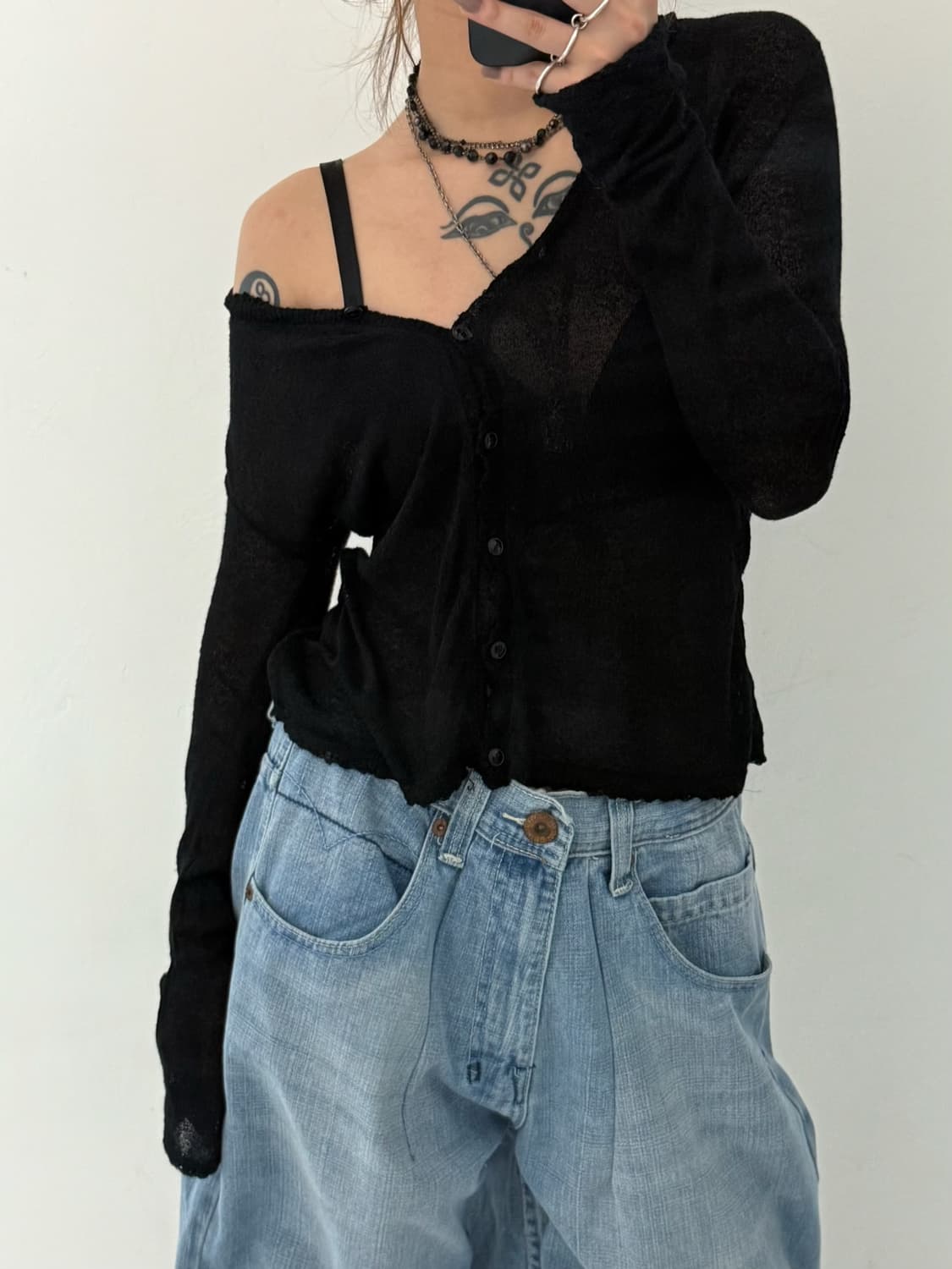 블랙 루즈 시스루 가디건  상품이미지2