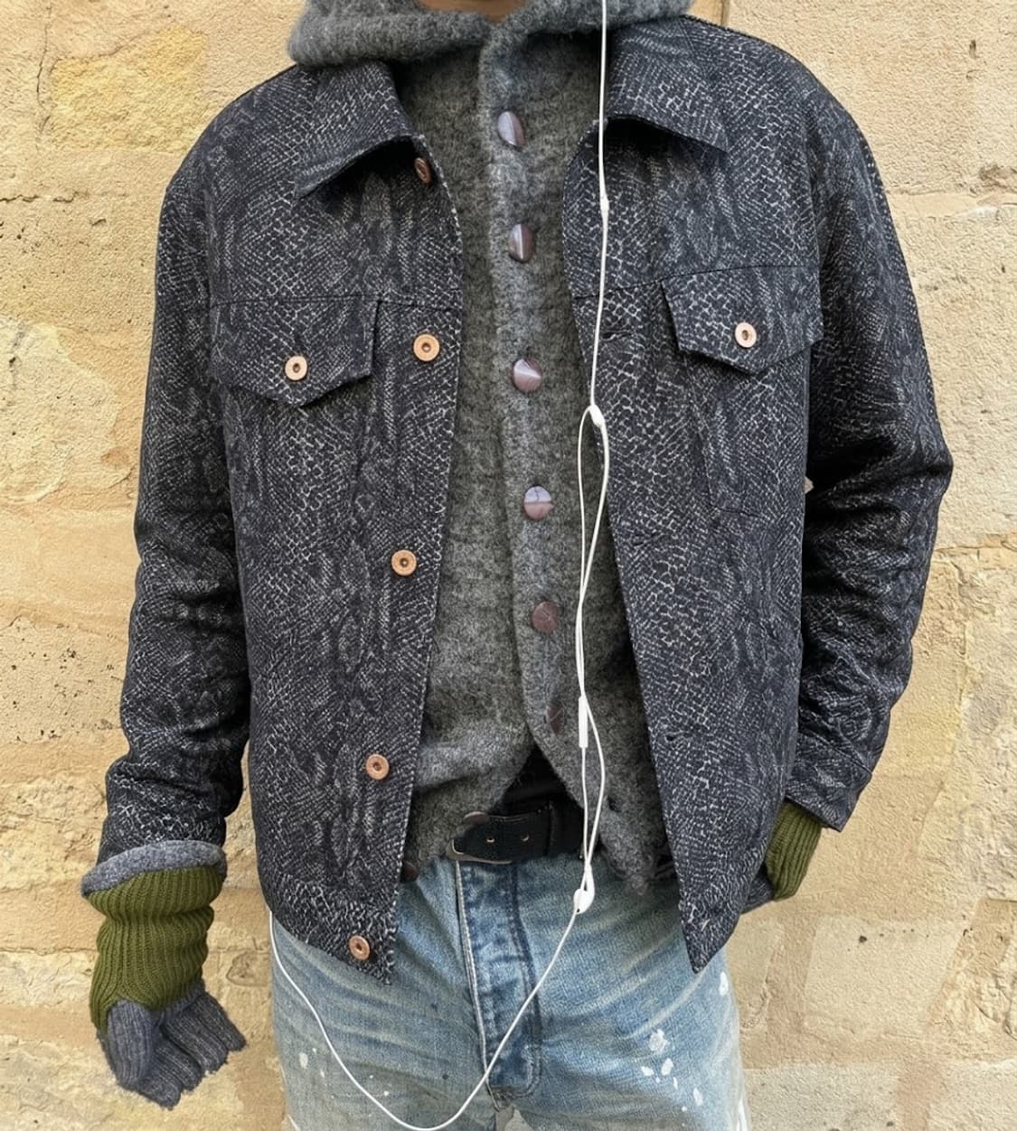 Kozaburo SS23 Snake Jacquard 트러커자켓 상품이미지1