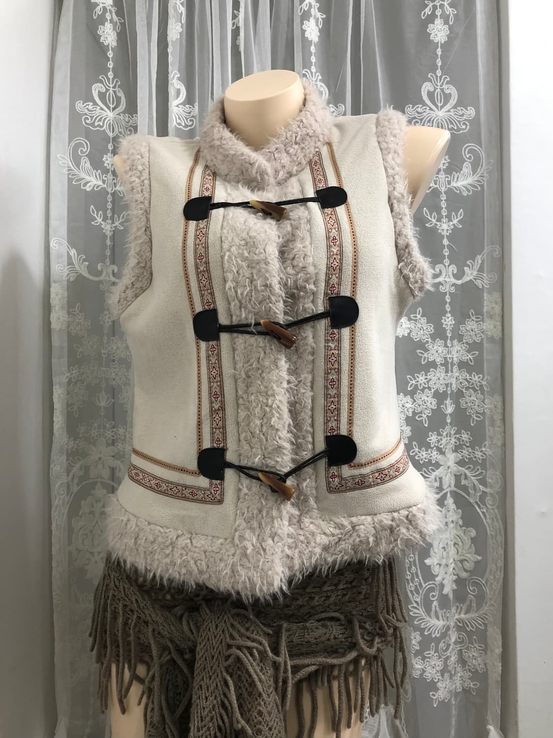 bohemian pattern fur vest 상품이미지1