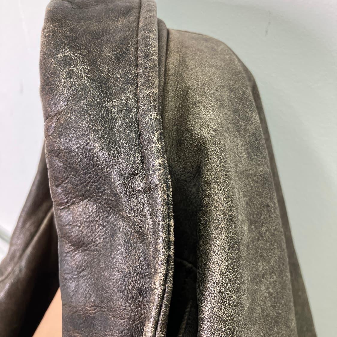 VTG 빈티지 브라운 소가죽 라이더 자켓 L 상품이미지9