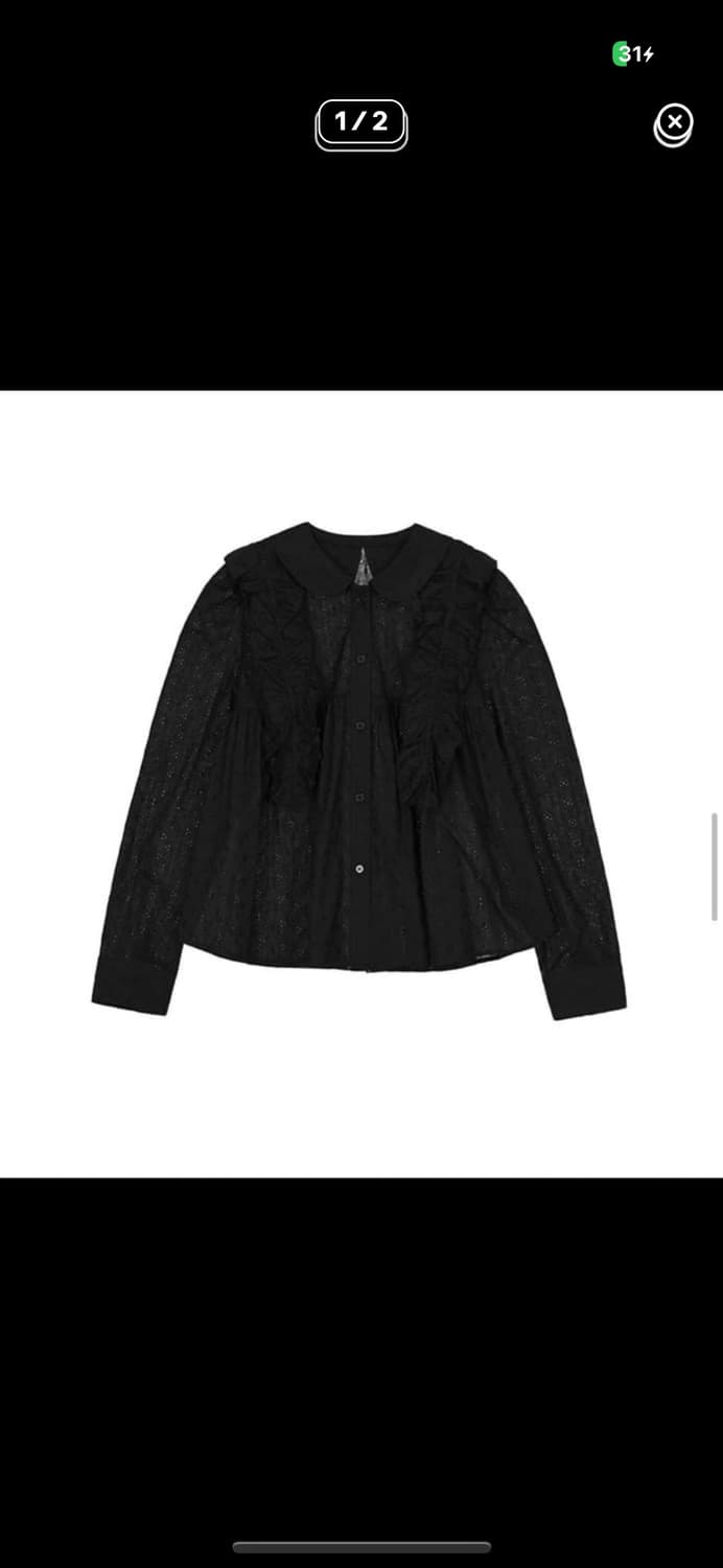 Cosmoss 러플 레이스 펀칭 블라우스 상품이미지1