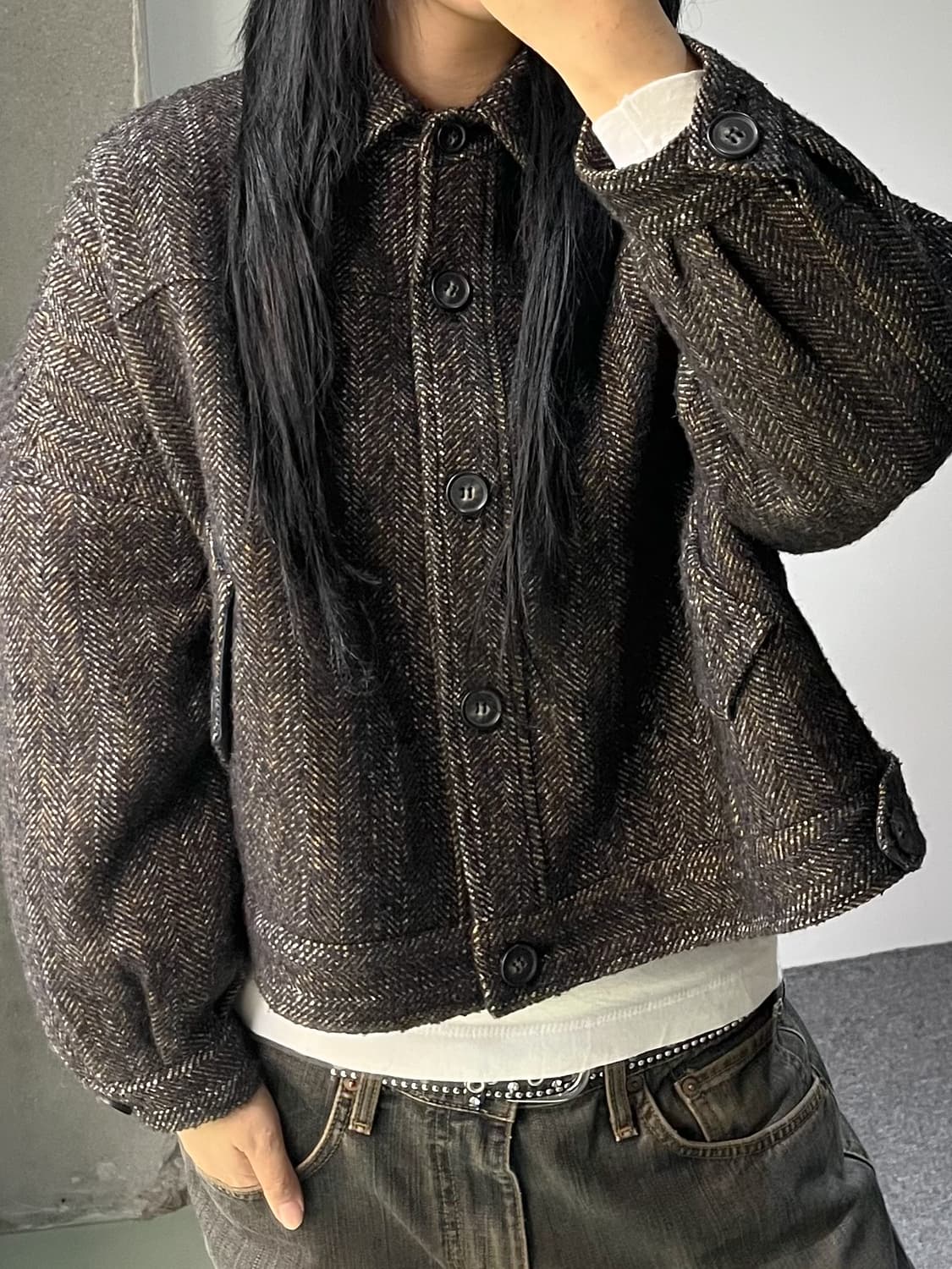 랑방 백 지퍼 HBT 울 자켓 상품이미지3