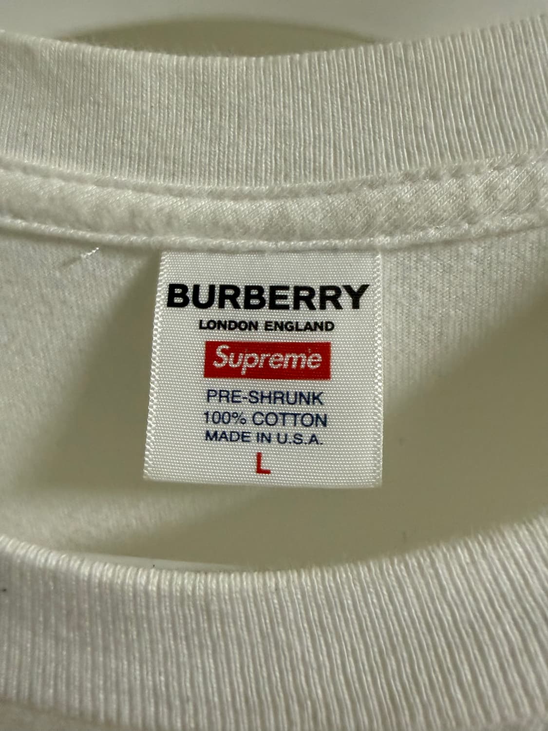 슈프림x버버리 흰색(L) 상품이미지3