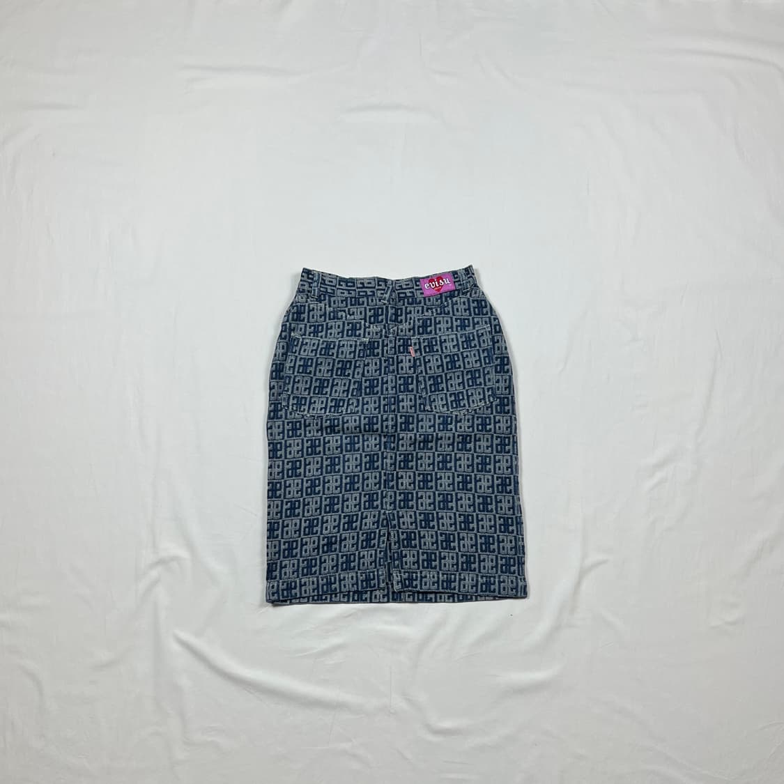 90’s 에비수 evisu 자카드 패턴 데님 스커트 치마 상품이미지7